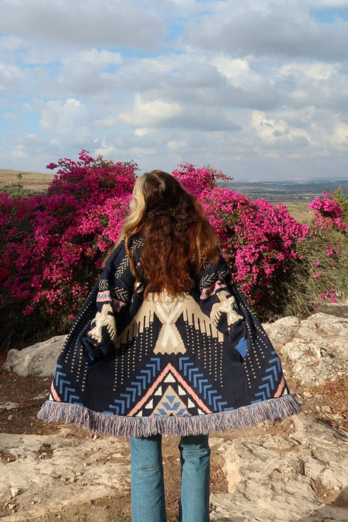 Jacquard Cardigan Blue Eagle