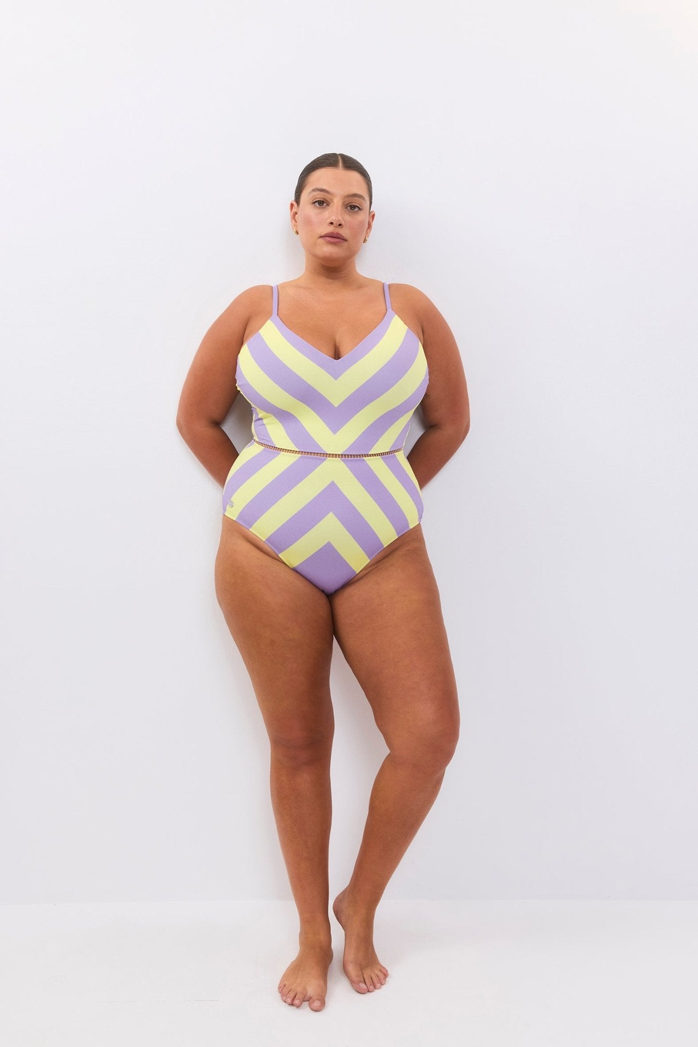 Arava Stripes Purple Yellow - one piece - BiliBlond Swimwear