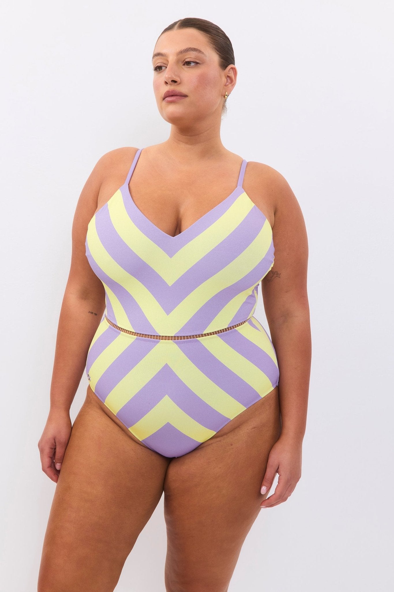 Arava Stripes Purple Yellow - one piece - BiliBlond Swimwear