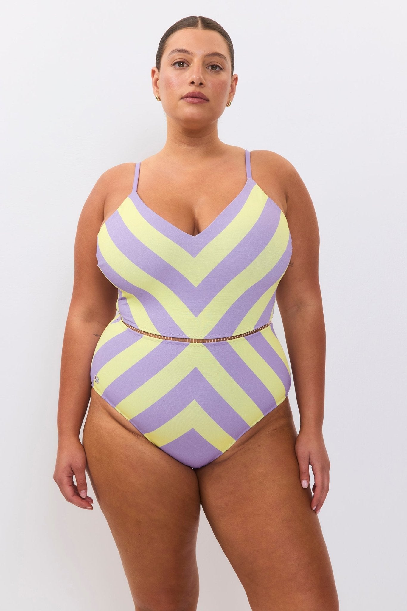 Arava Stripes Purple Yellow - one piece - BiliBlond Swimwear