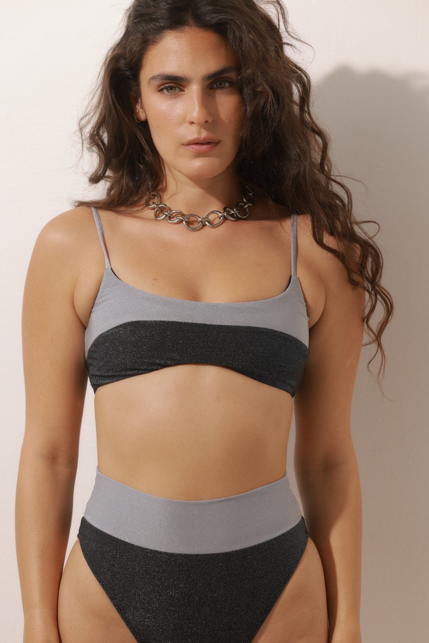 Cloud Top Black Silver Lurex - BIKINI -BiliBlond Swimwear