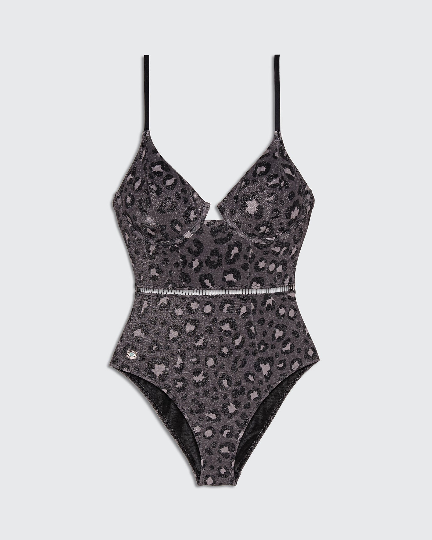 Dani Cups Grey Leopard Lurex - one piece -BiliBlond Swimwear