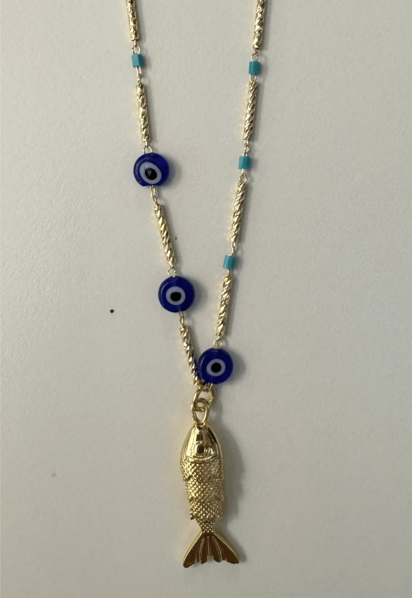 Gold Fish Necklace Evil eye - jewelry - BiliBlond Swimwear