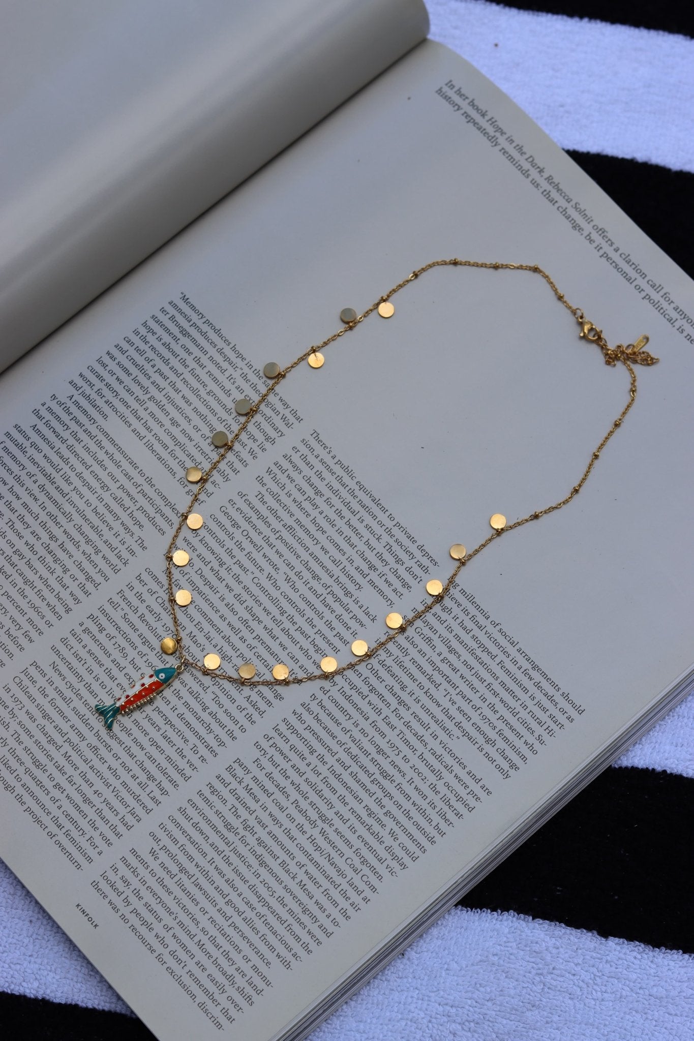 Gold Fish Necklace orange - jewelry - BiliBlond Swimwear