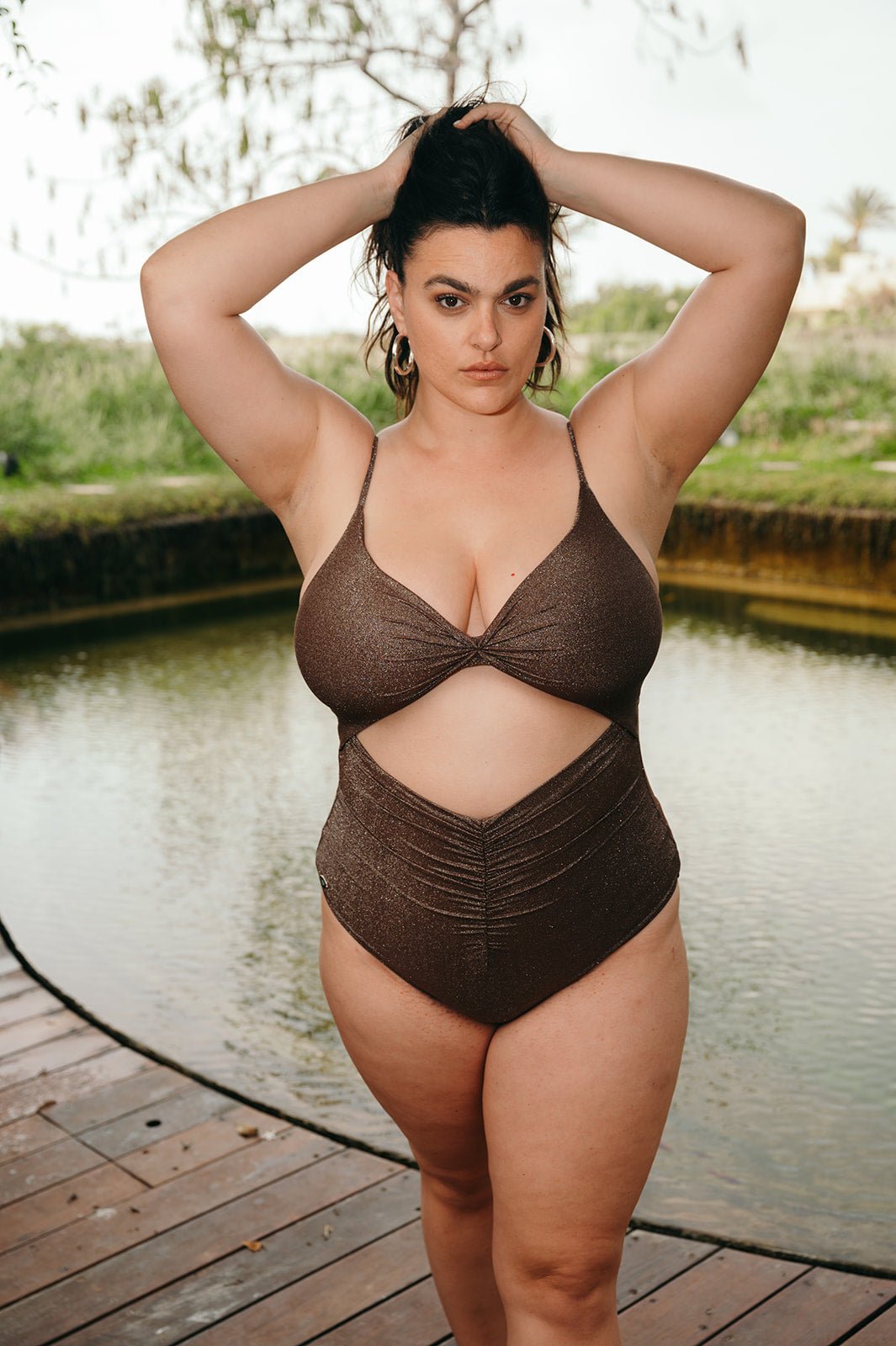 Jordan One-piece Brown Lurex - one piece -BiliBlond Swimwear