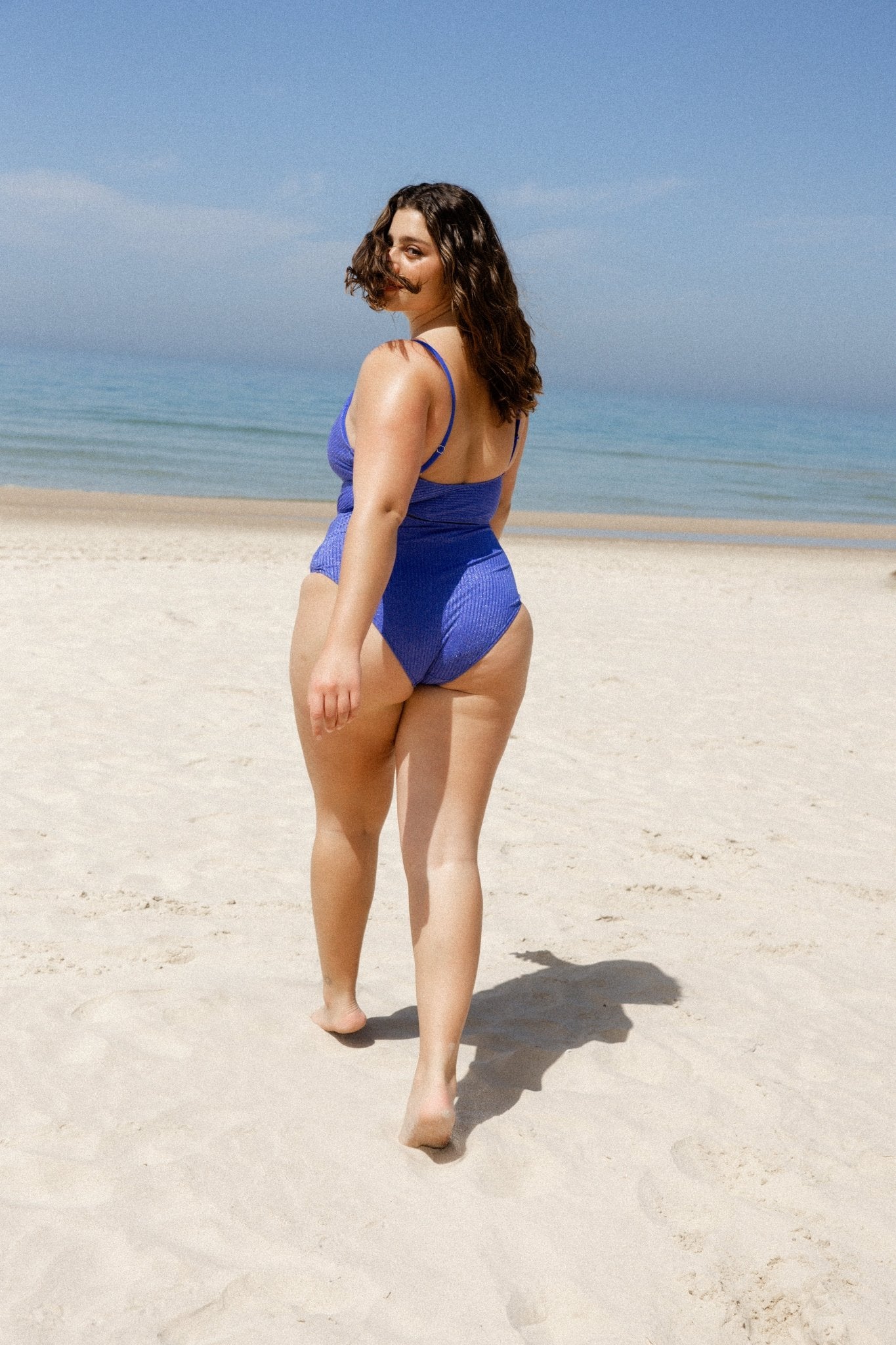 Kim Blue Rib Lurex - one piece - BiliBlond Swimwear