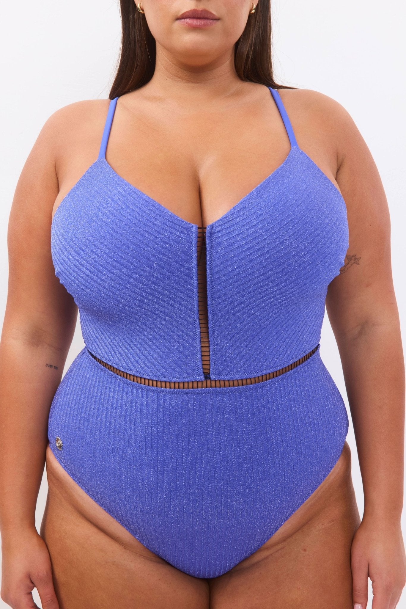 Kim Blue Rib Lurex - one piece - BiliBlond Swimwear