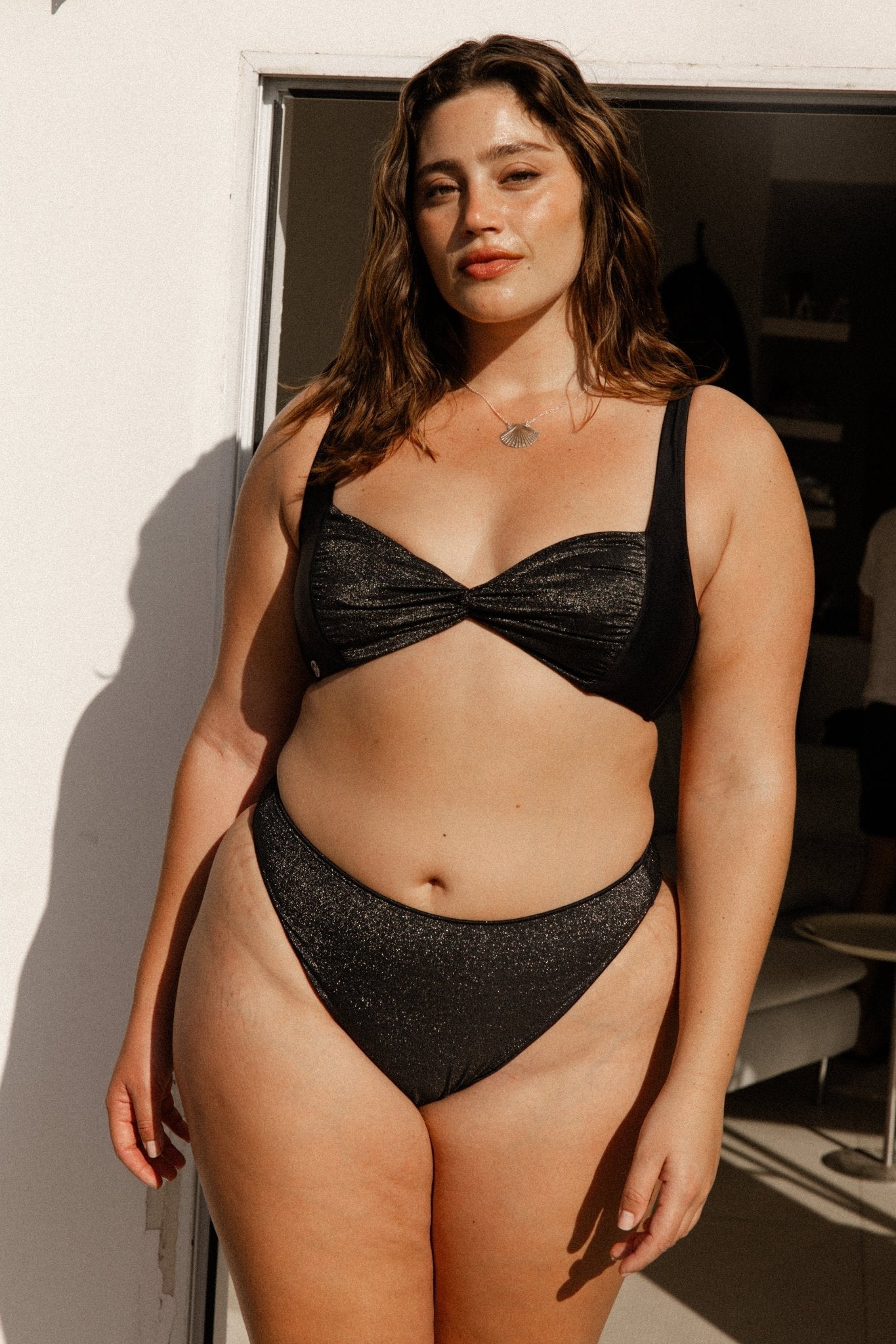 Mist Top Black Silver Lurex - BIKINI - BiliBlond Swimwear