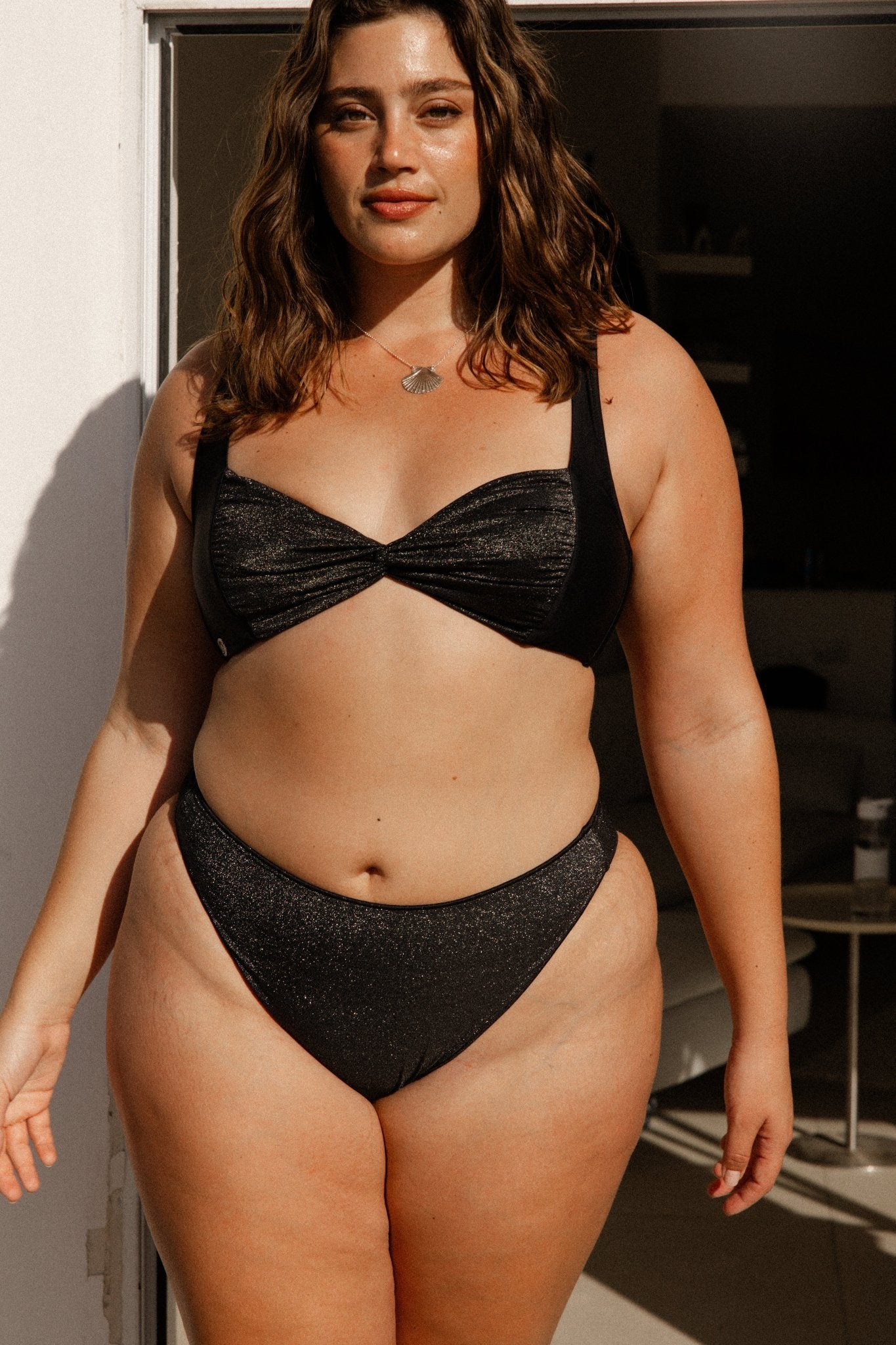 Mist Top Black Silver Lurex - BIKINI - BiliBlond Swimwear