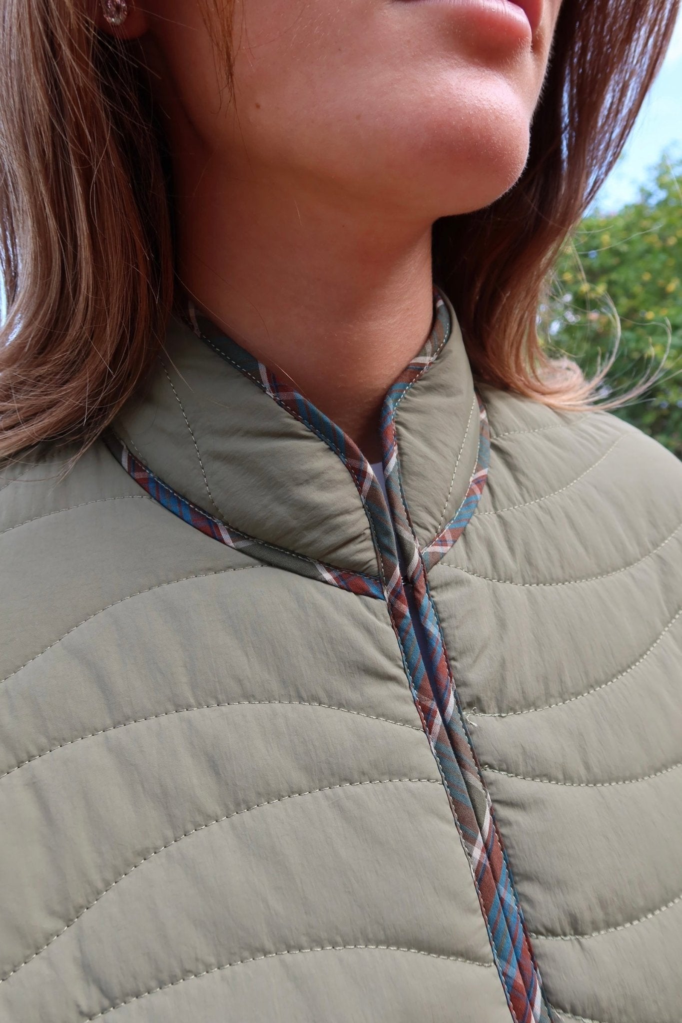 Olive Green Quilted Jacket - knit set - BiliBlond Swimwear