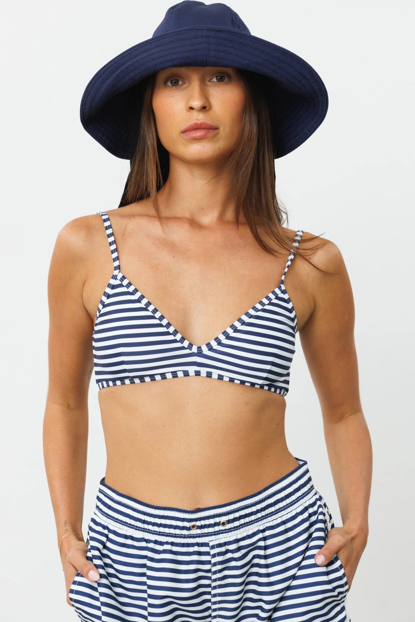 ORCA TOP Navy Stripes - BIKINI - BiliBlond Swimwear