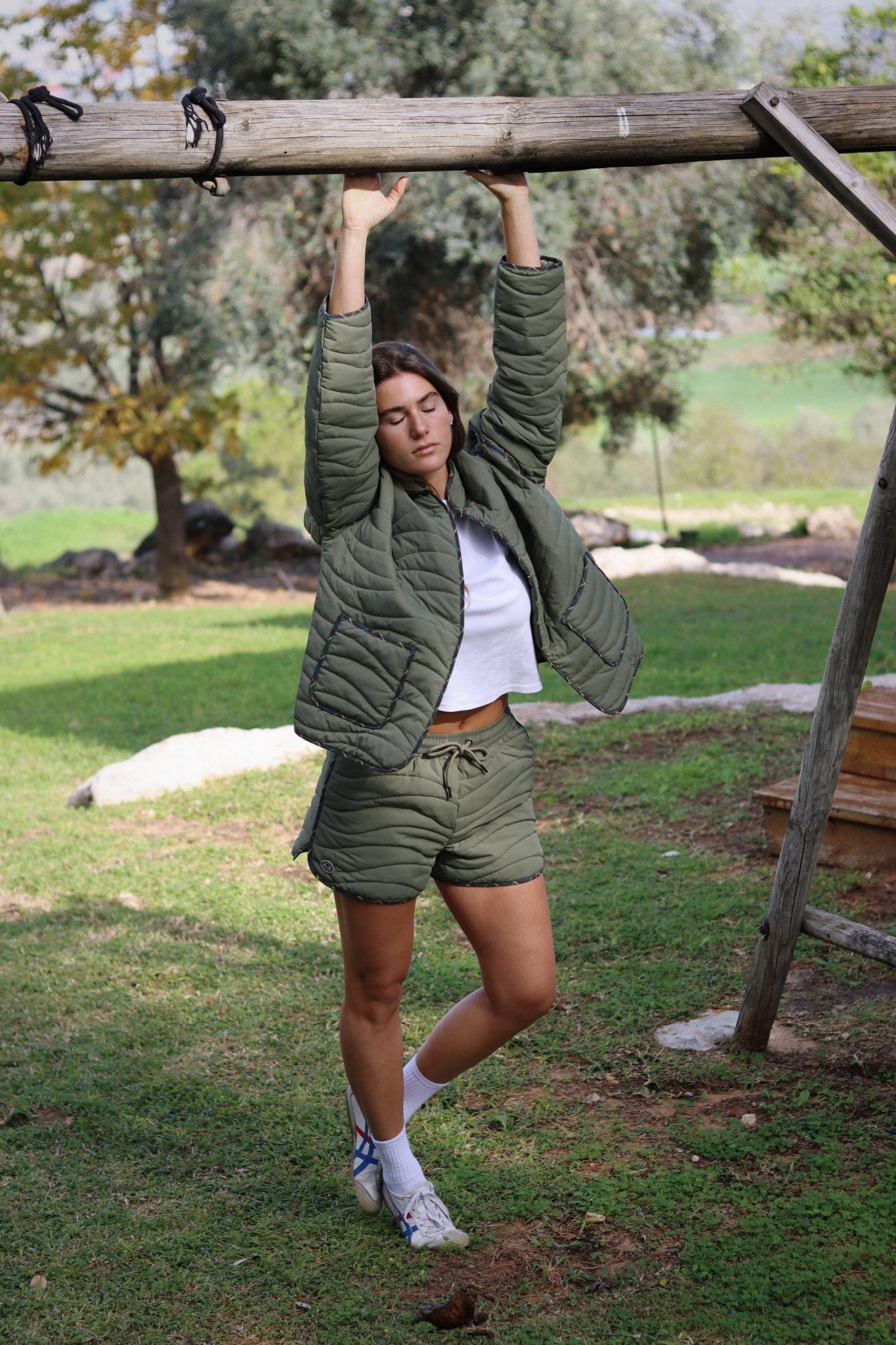 Quilted Short Olive - knit set - BiliBlond Swimwear