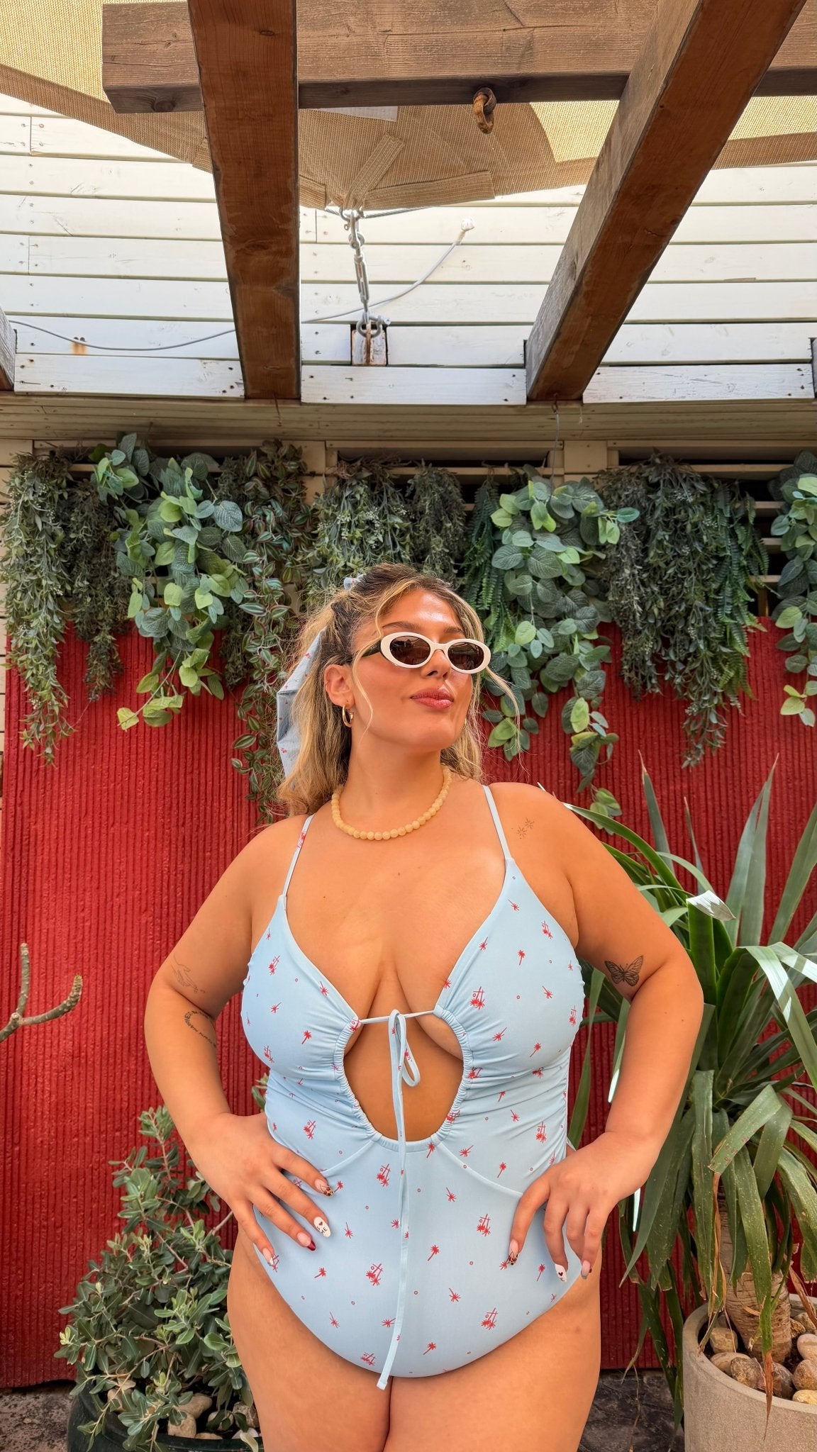 Shavit Light Blue - Red - one piece - BiliBlond Swimwear