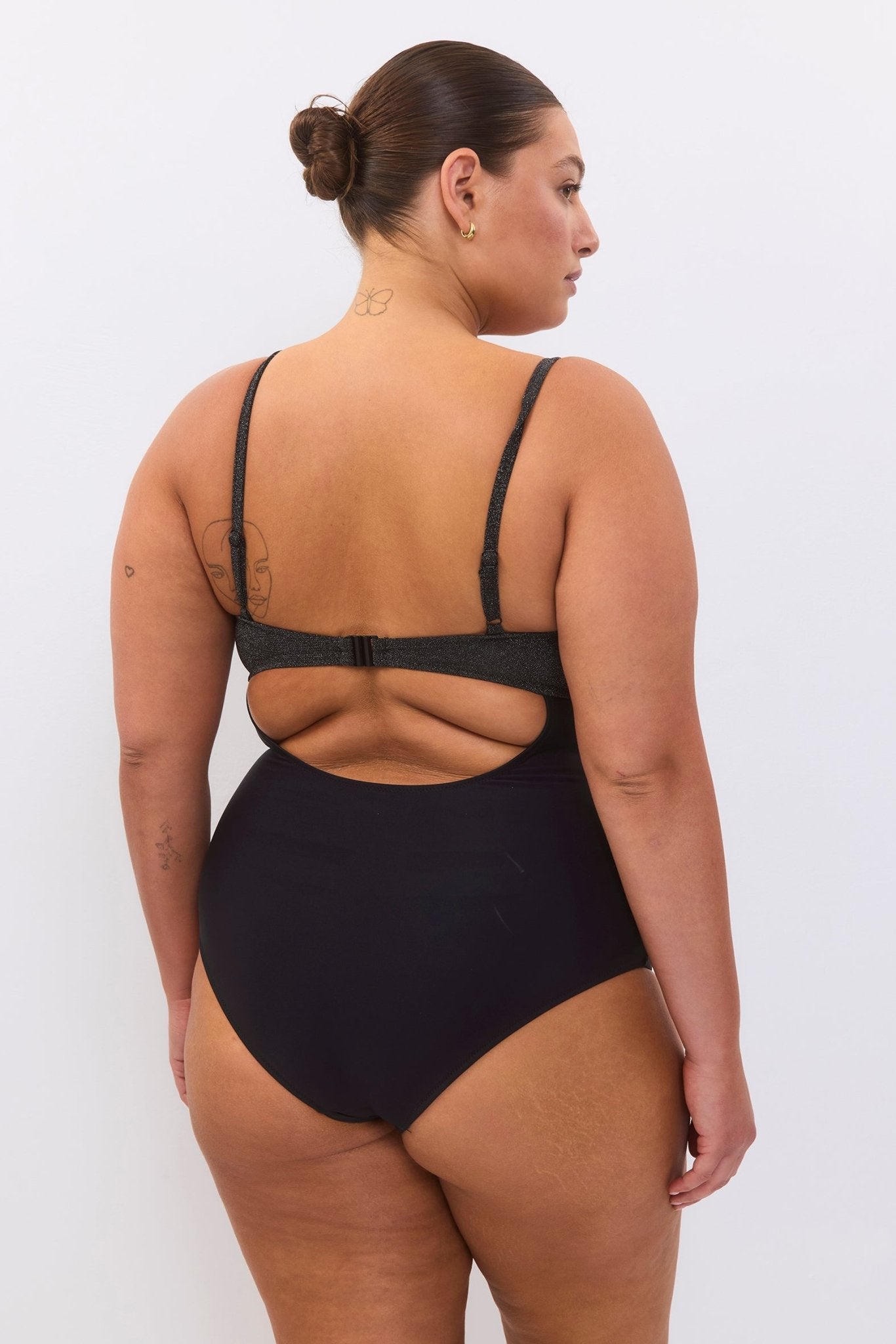 Silver Mist Black Lurex - one piece - BiliBlond Swimwear