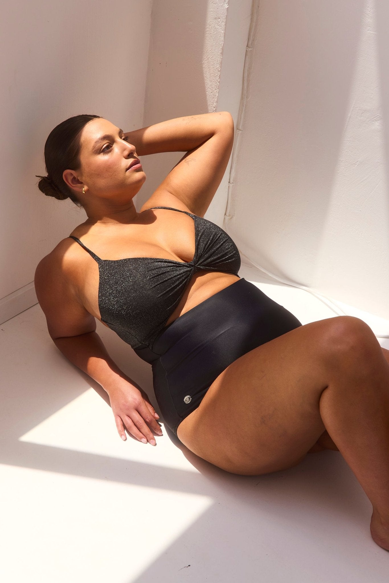 Silver Mist Black Lurex - one piece - BiliBlond Swimwear