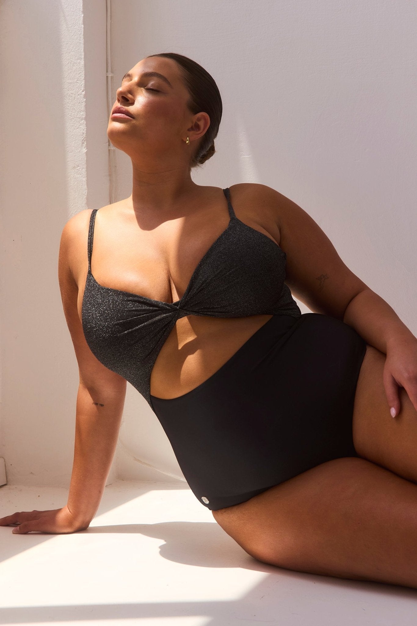 Silver Mist Black Lurex - one piece - BiliBlond Swimwear