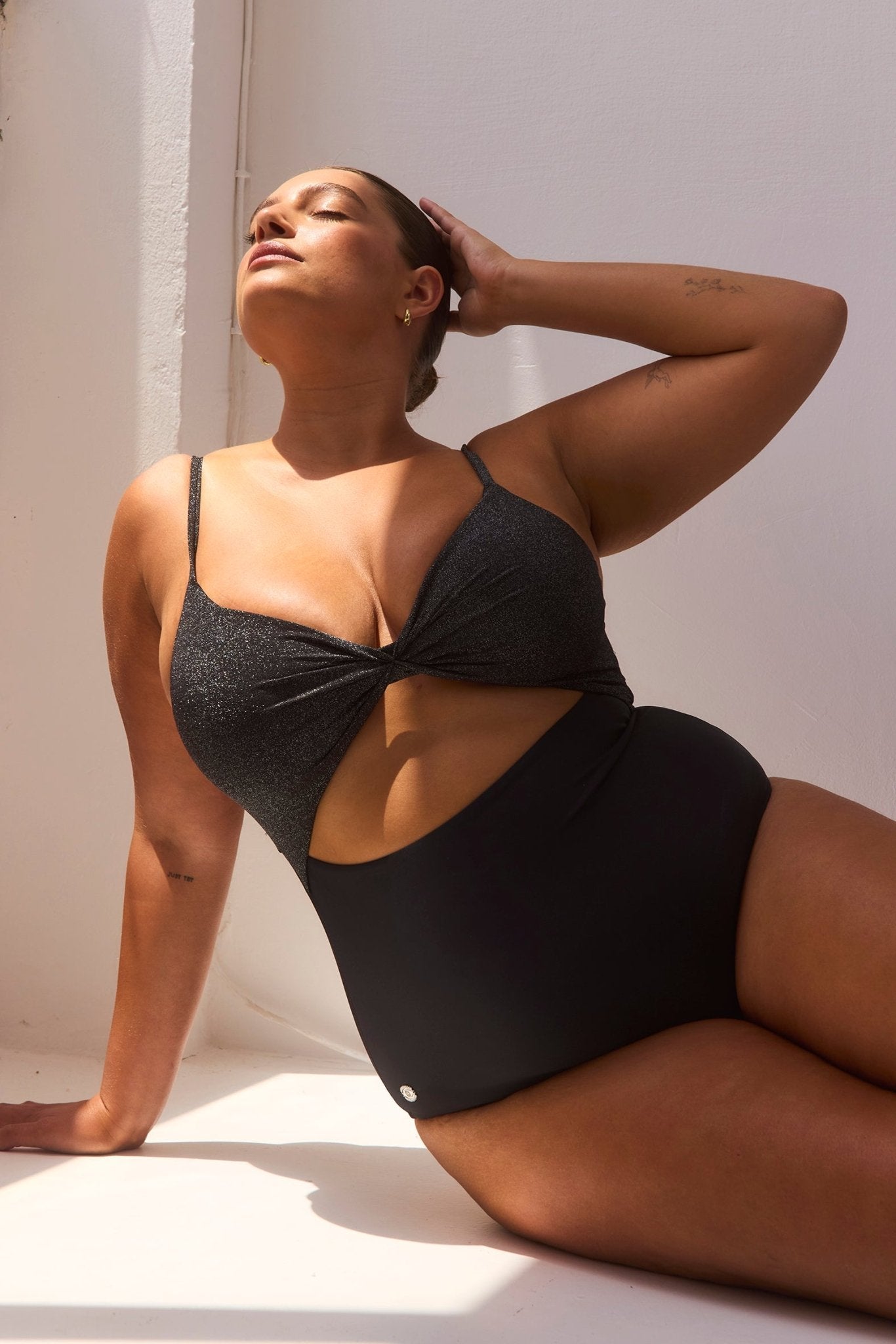 Silver Mist Black Lurex - one piece - BiliBlond Swimwear