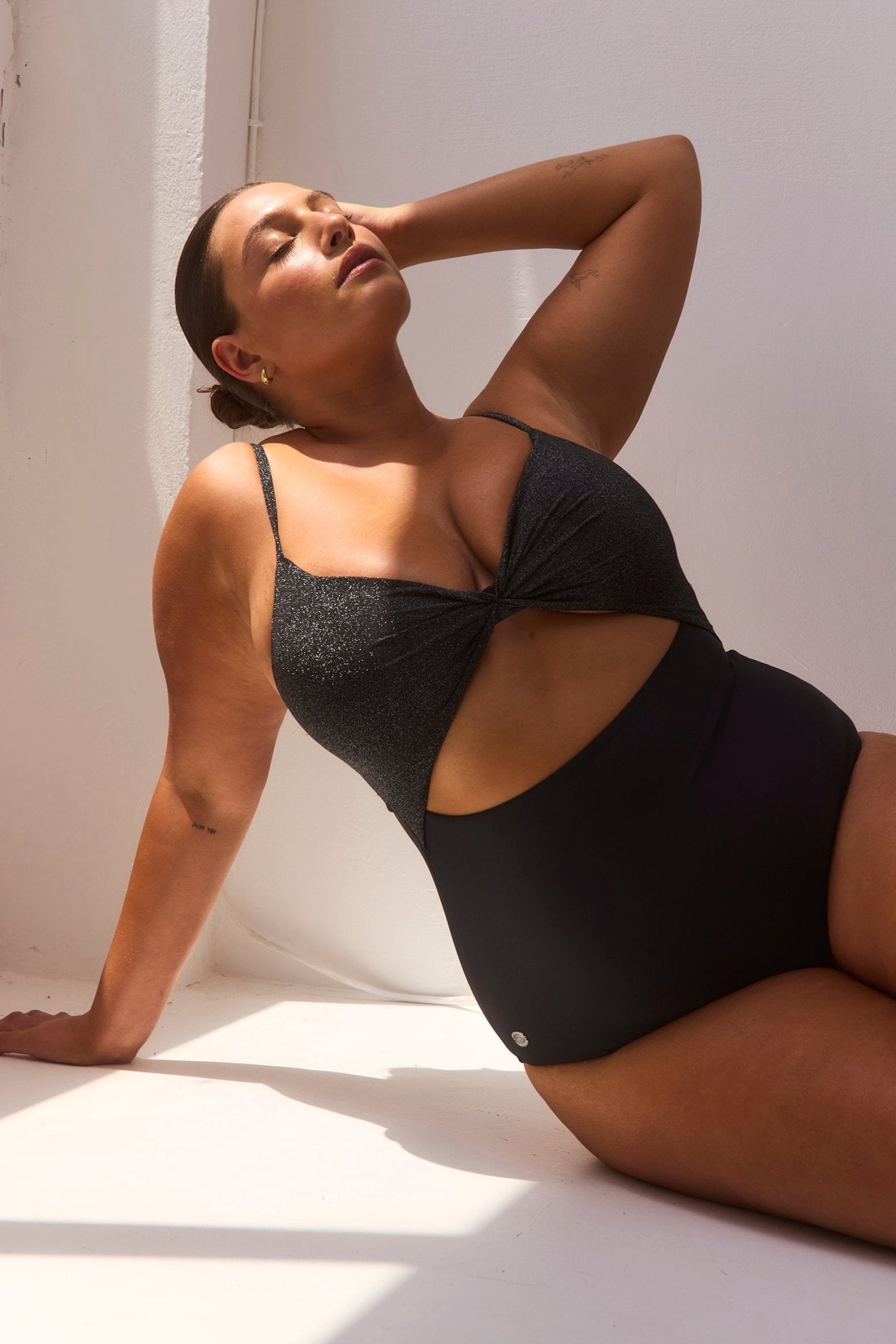 Silver Mist Black Lurex - one piece - BiliBlond Swimwear