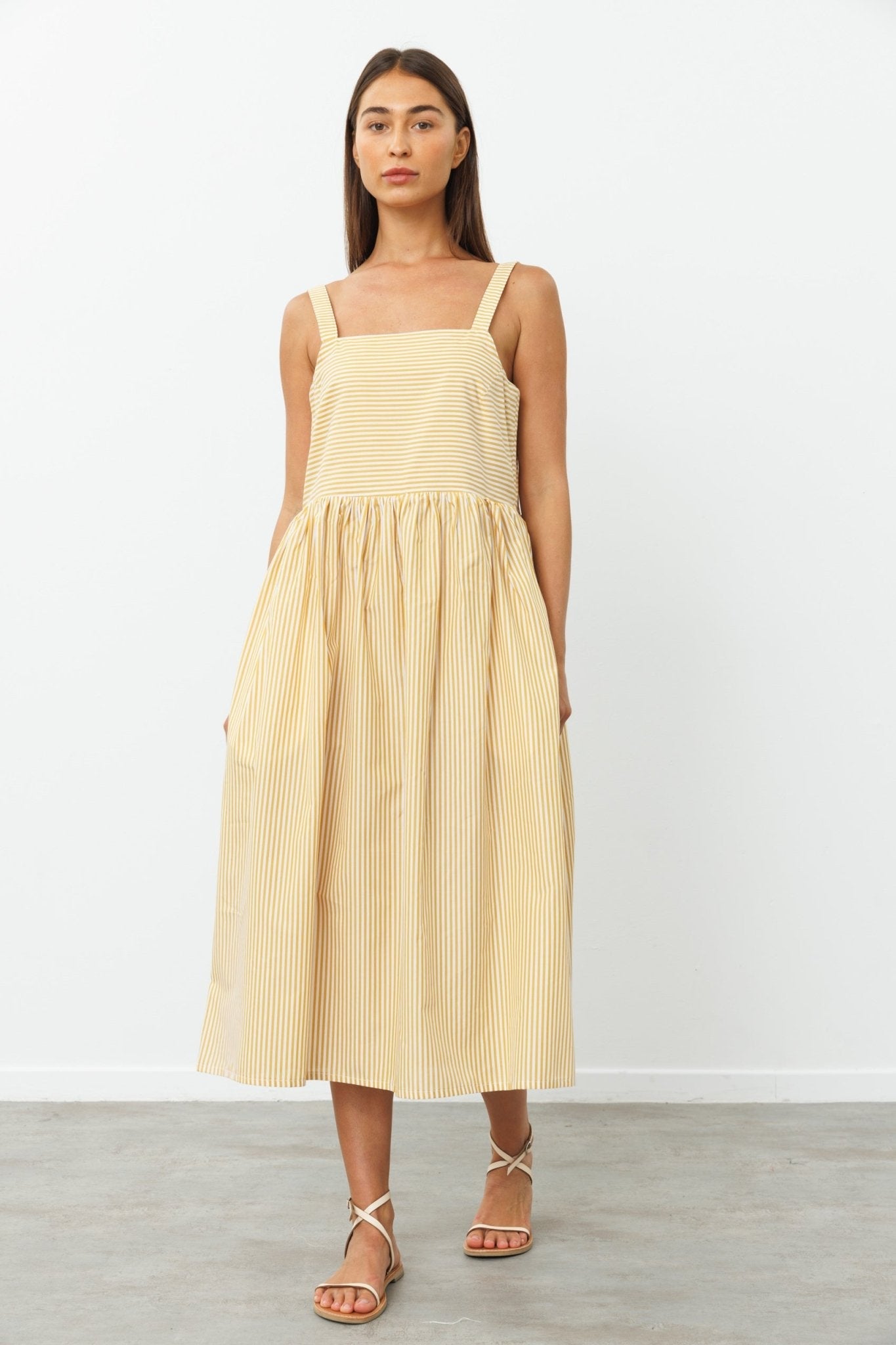 SUN Dress Yellow stripes - gallabia - BiliBlond Swimwear