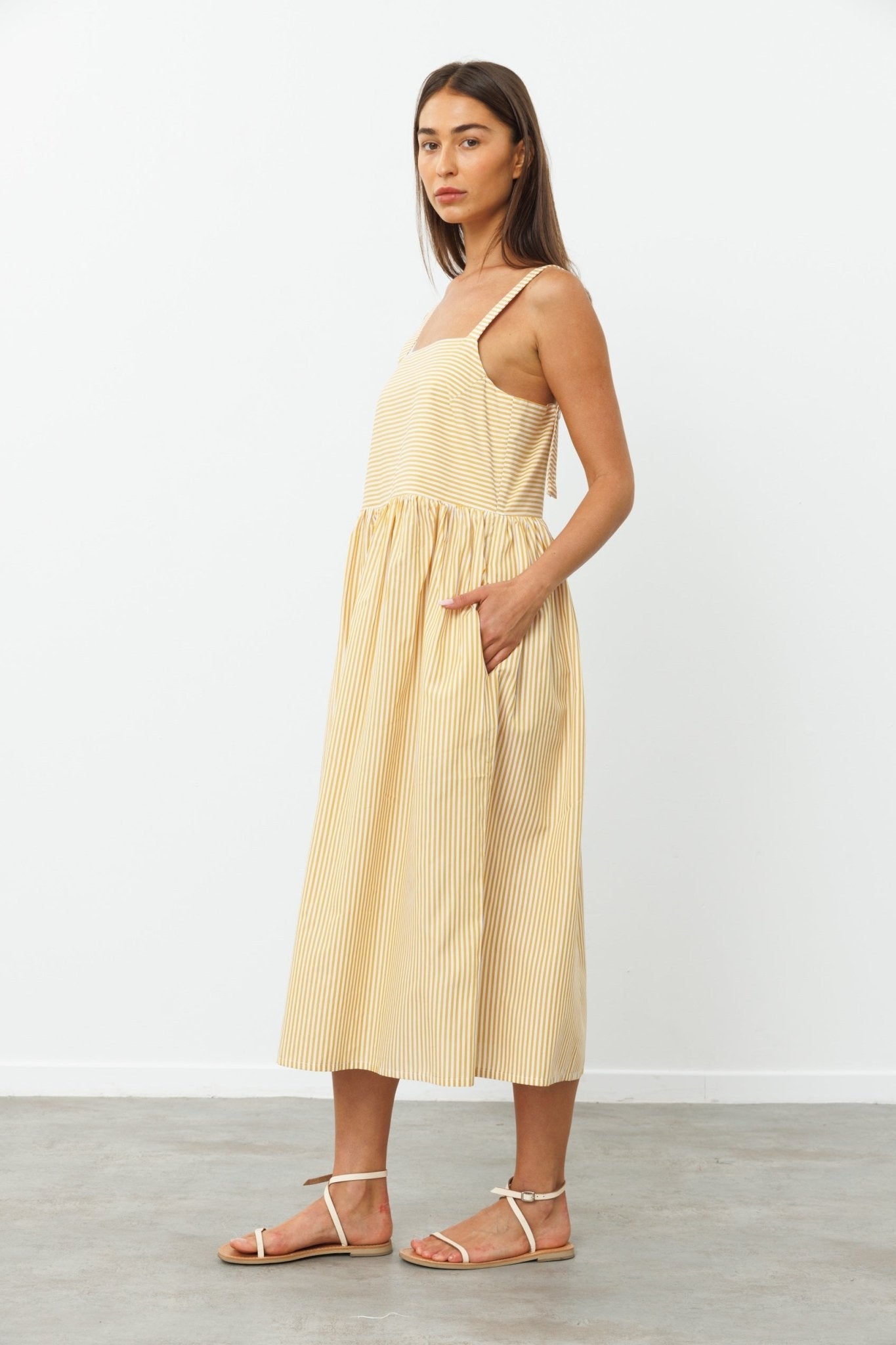 SUN Dress Yellow stripes - gallabia - BiliBlond Swimwear