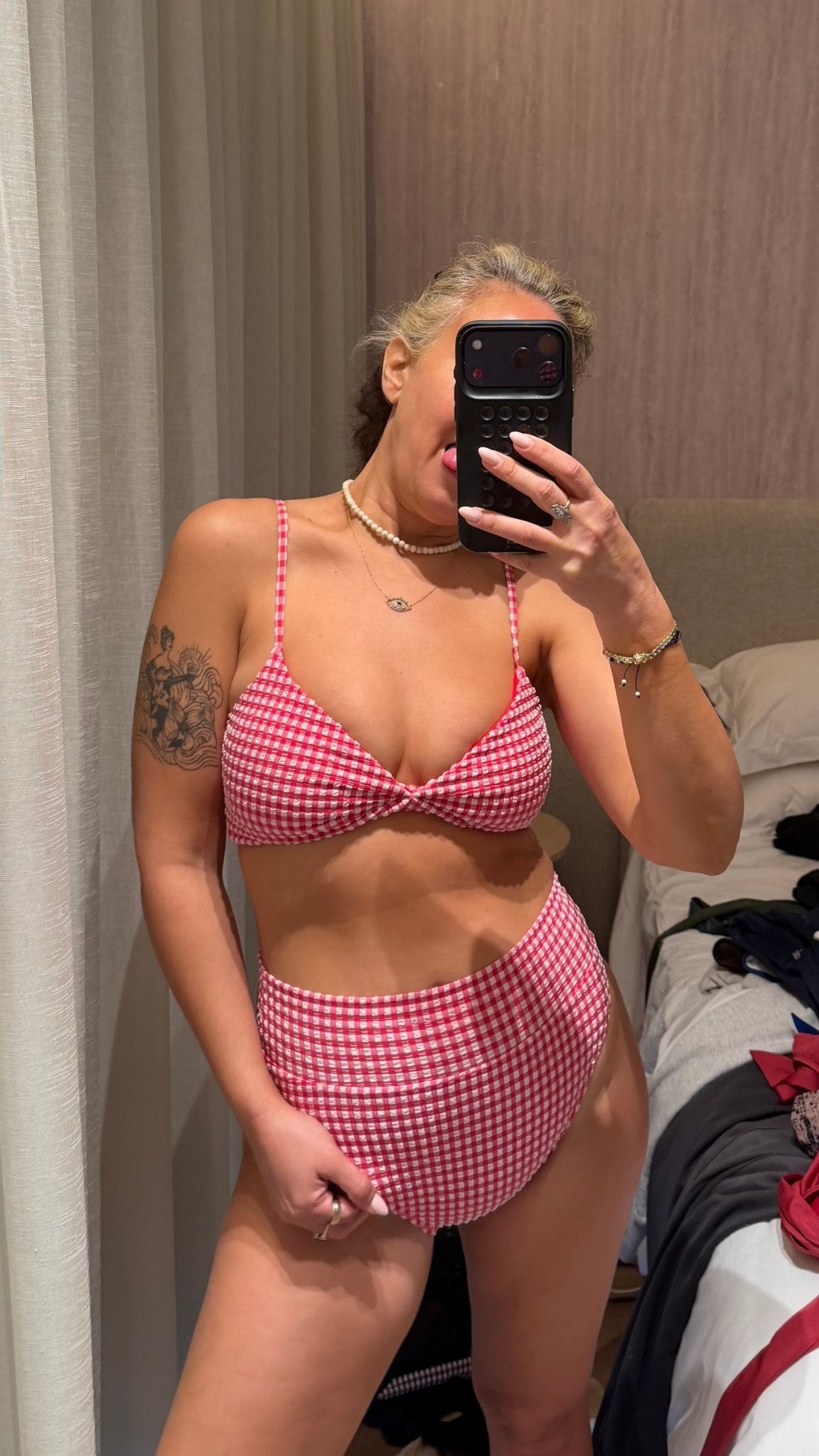 Yumi Bottom Red Plaid - BIKINI - BiliBlond Swimwear