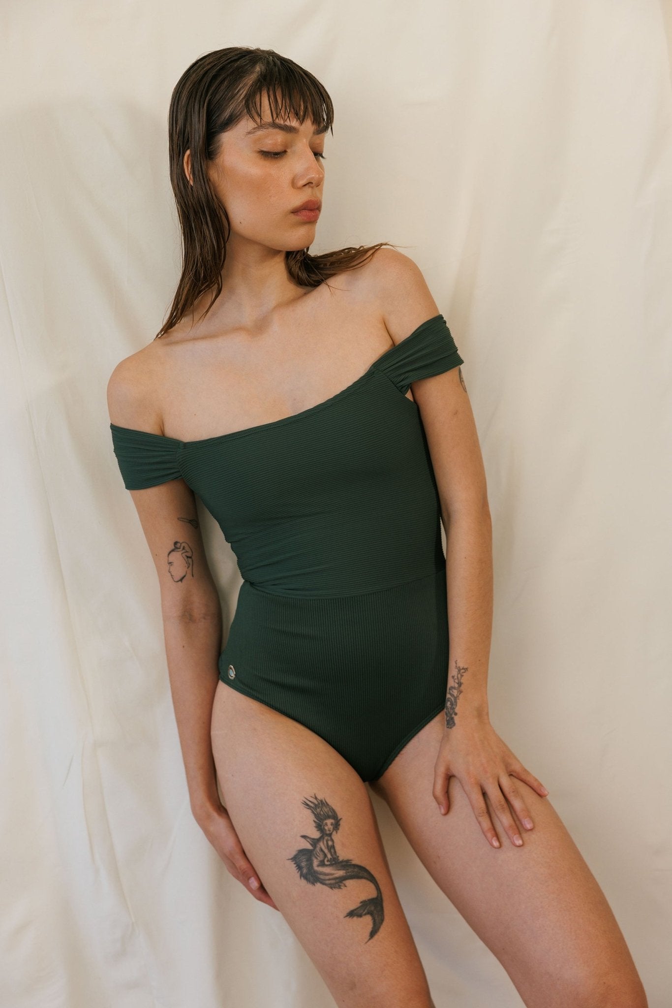 Elizabeth Olive rib - one piece -BiliBlond Swimwear