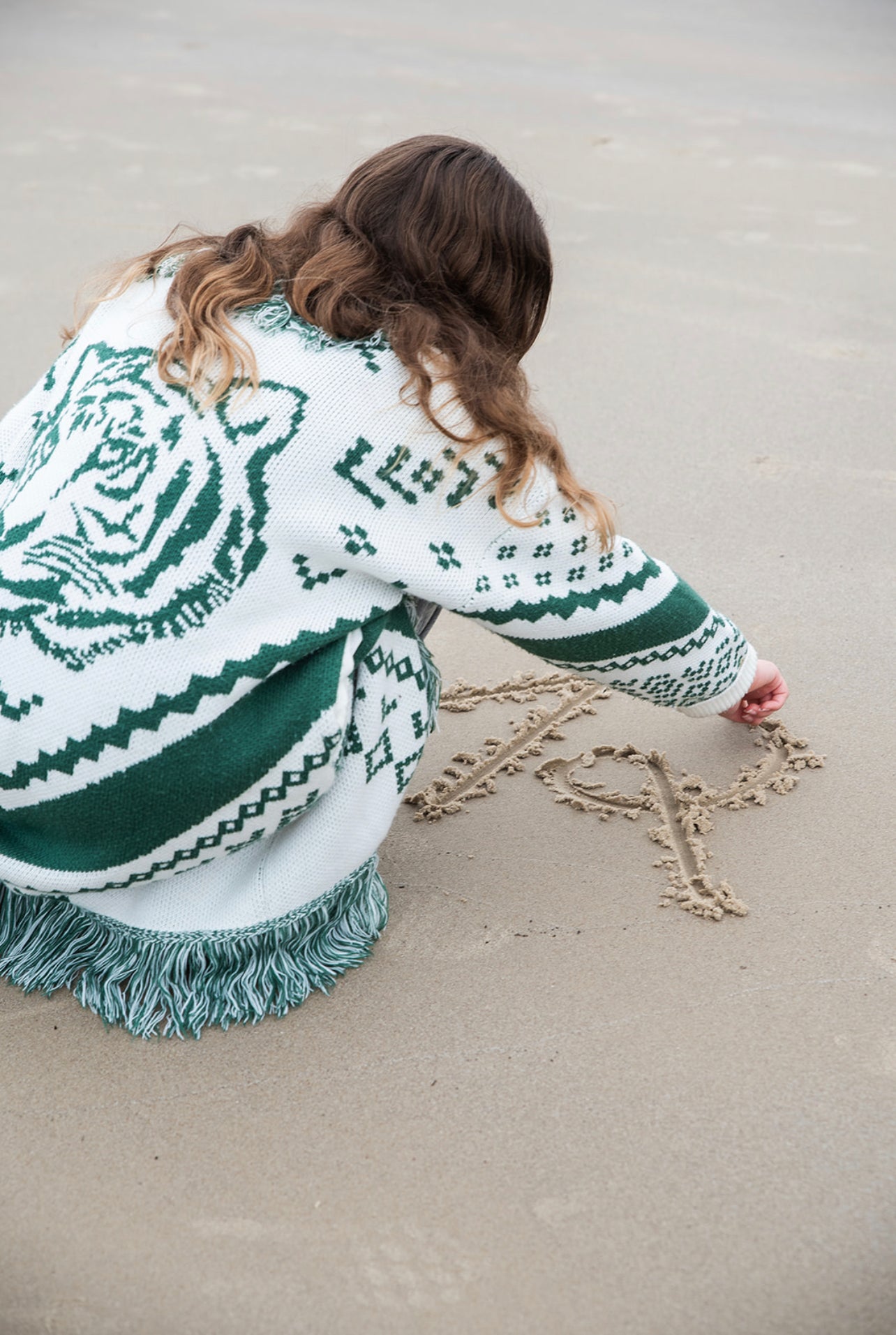 TIGER JACQUARD CARDIGAN WHITE & GREEN - one piece -BiliBlond Swimwear