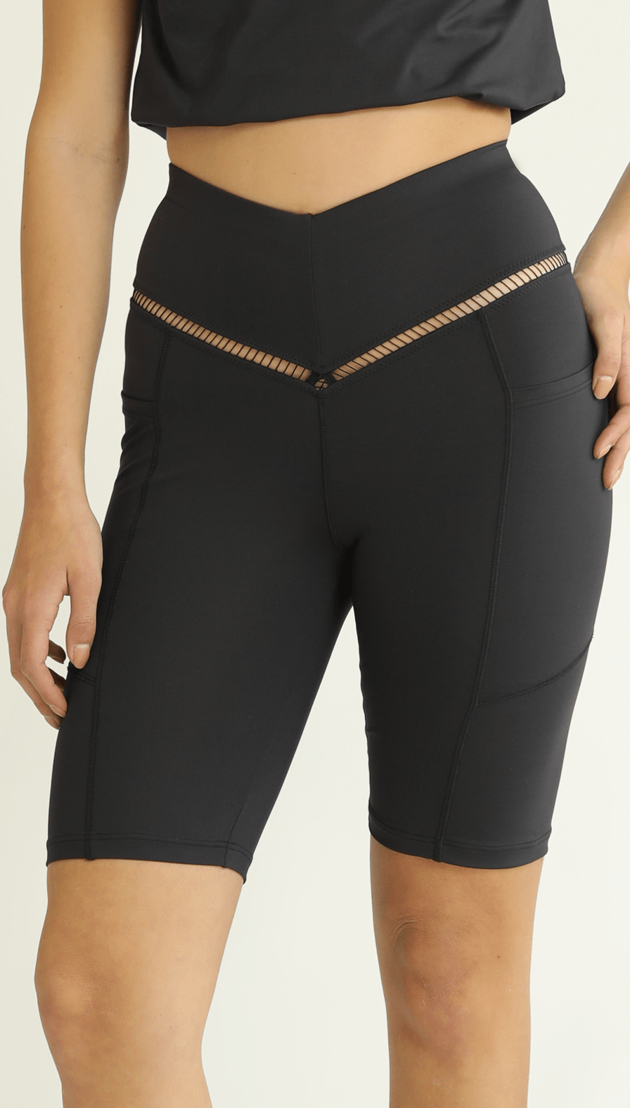 V shorts Black Leggings - BIKINI -BiliBlond LTD