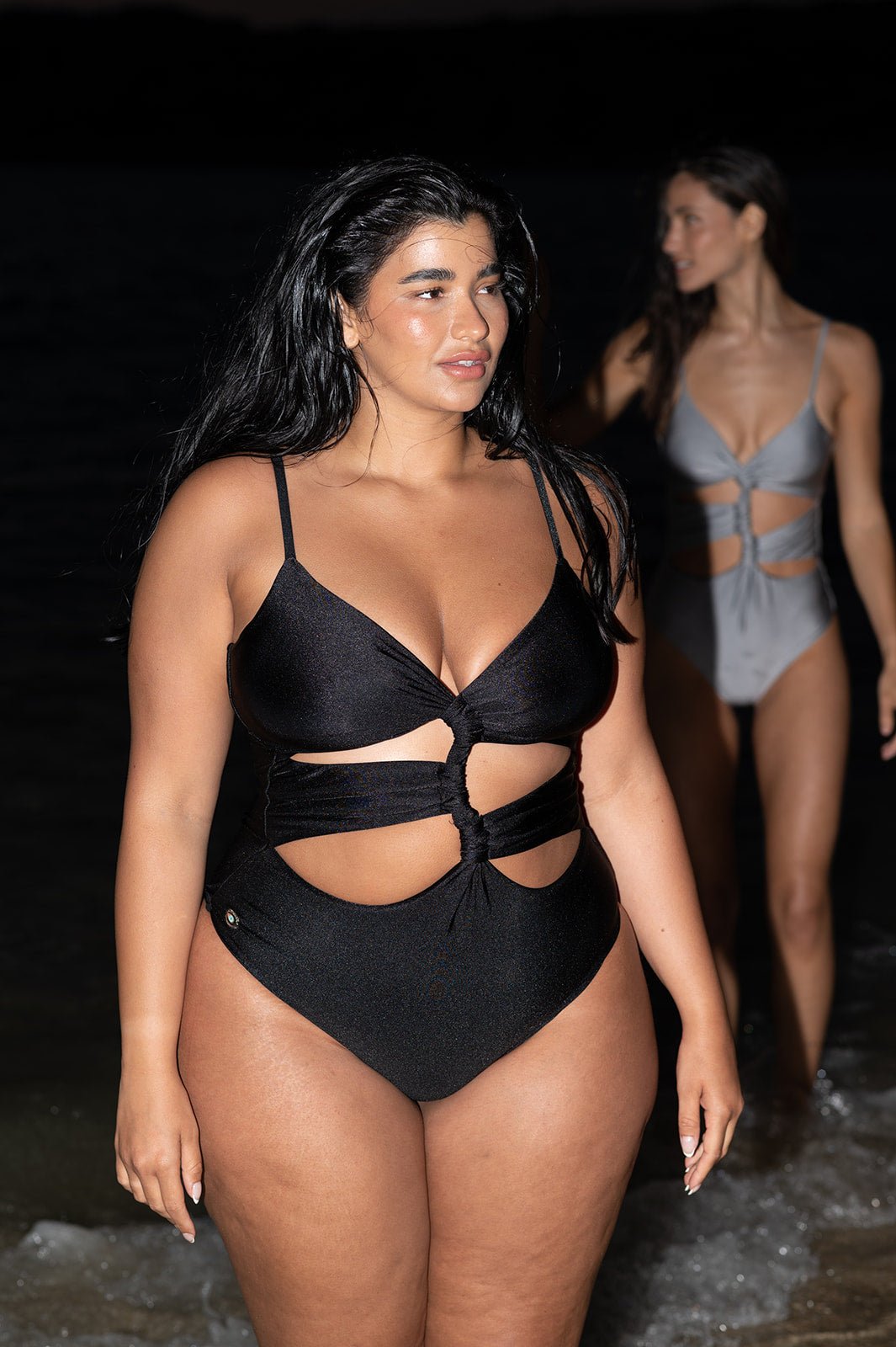 Wave One Piece Shiny Black - one piece -BiliBlond Swimwear