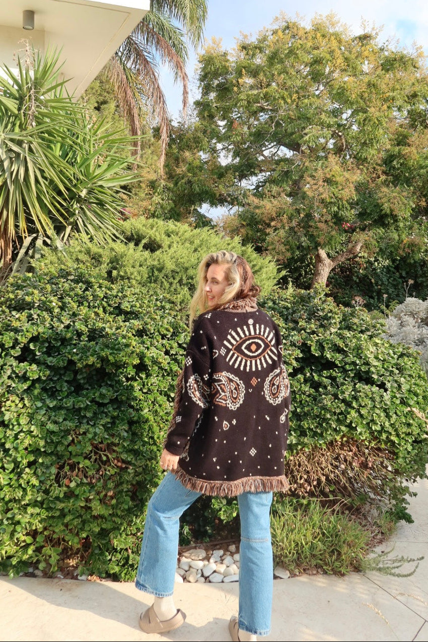 Jacquard Cardigan Black Paisley
