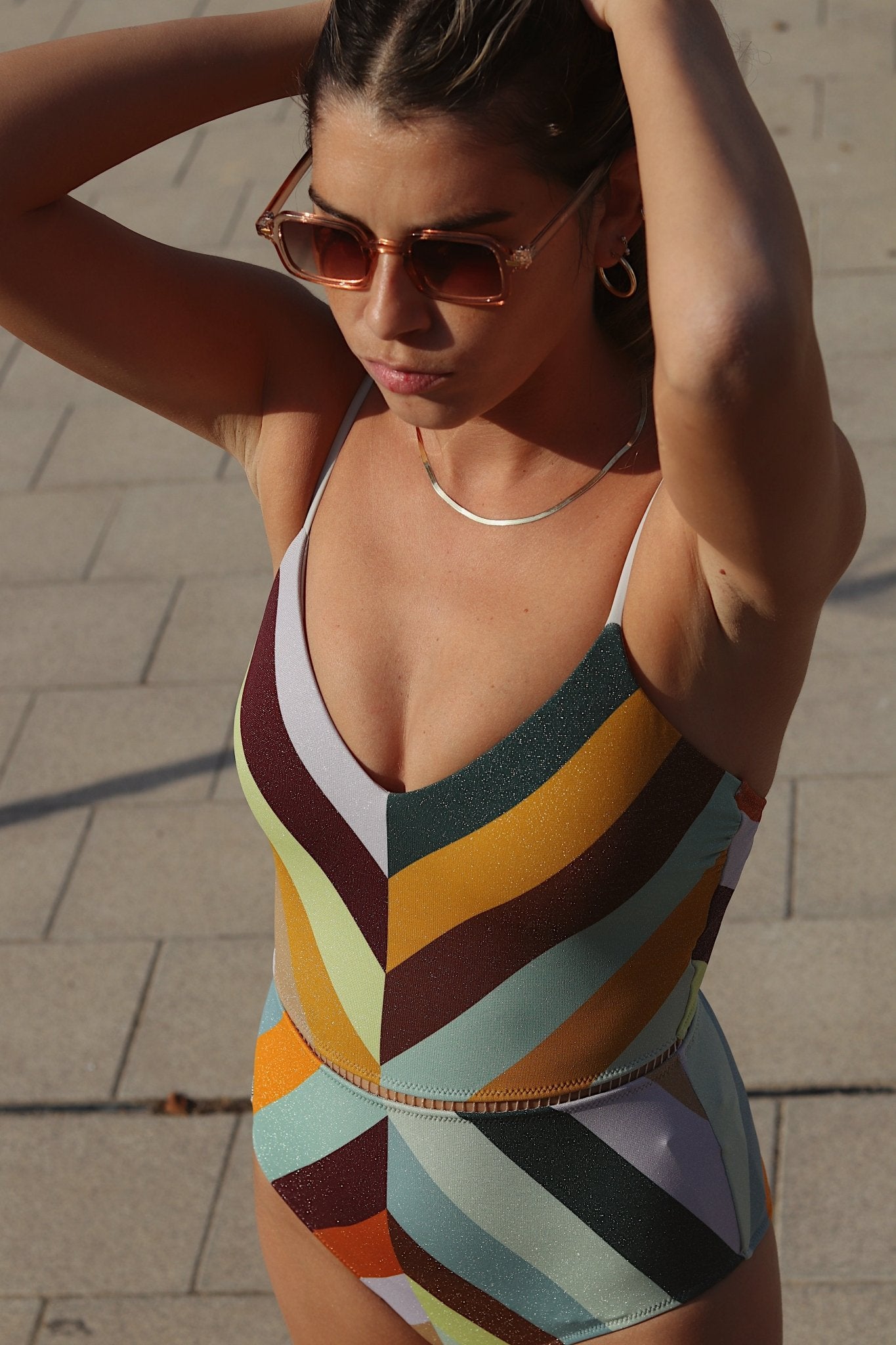 Arava Colorful one piece swimsuit tones the body handmade BILIBLOND