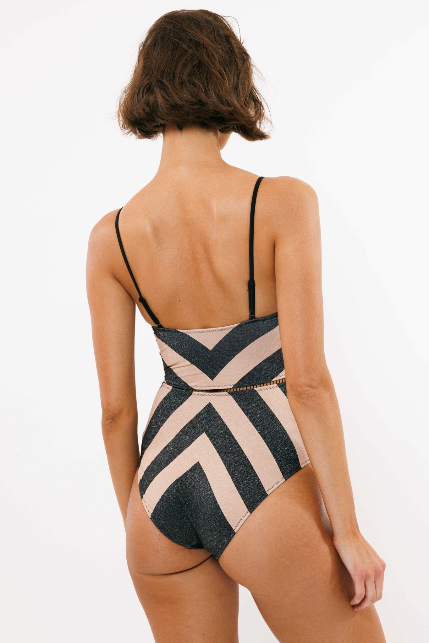 Arava Stripes Black Nude - one piece - BiliBlond Swimwear