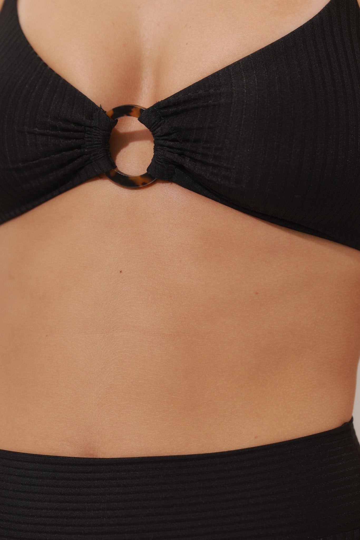 Bashan Top Black Rib - BIKINI - BiliBlond Swimwear