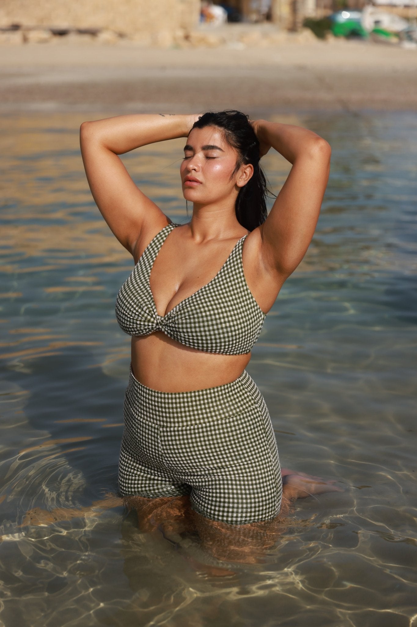 Bili Short Green Plaid - BIKINI - BiliBlond Swimwear