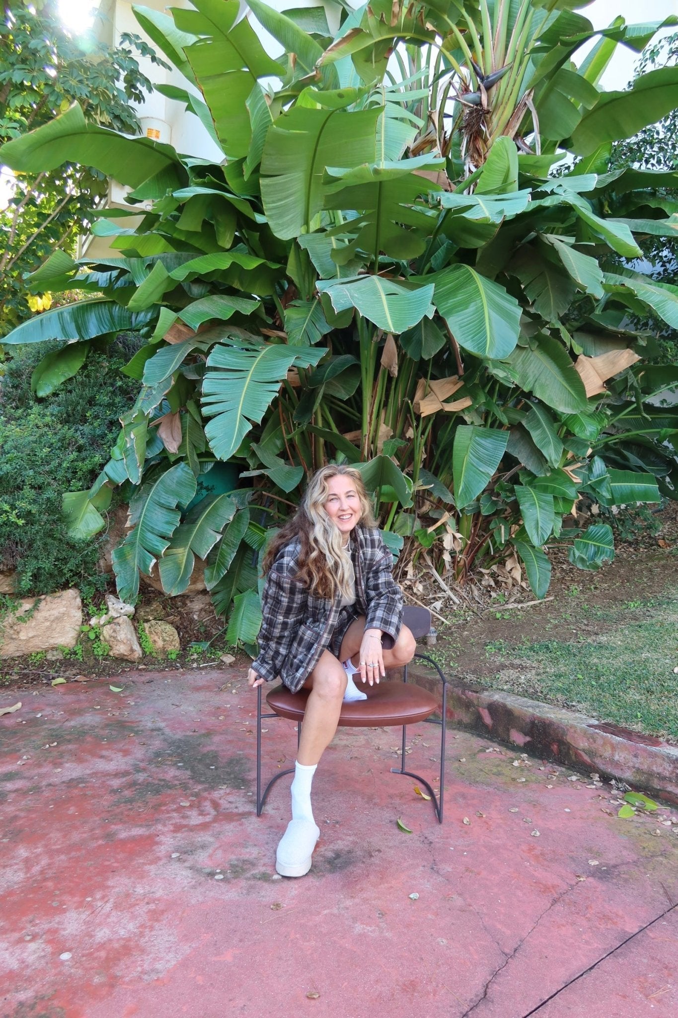 Brown Plaid Quilted Jacket - knit set - BiliBlond Swimwear