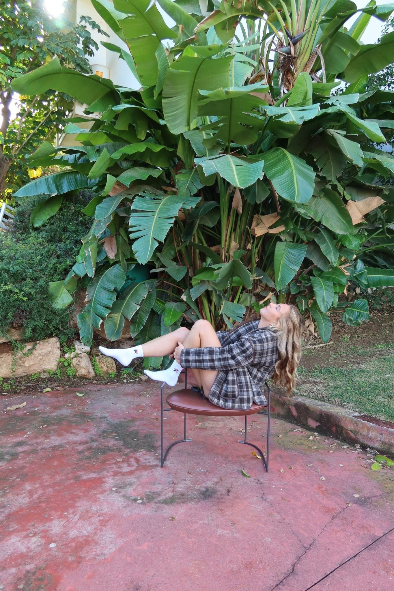 Brown Plaid Quilted Jacket - knit set - BiliBlond Swimwear