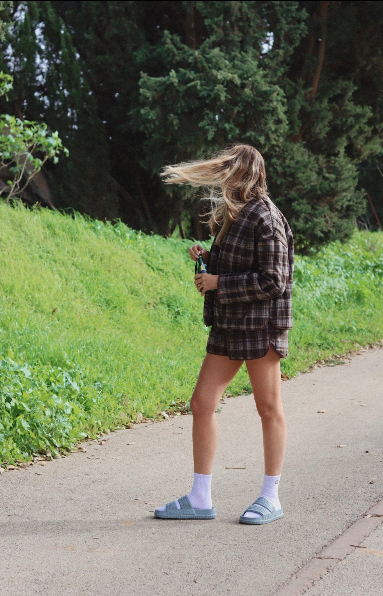 Brown Plaid Quilted Set - knit set - BiliBlond Swimwear