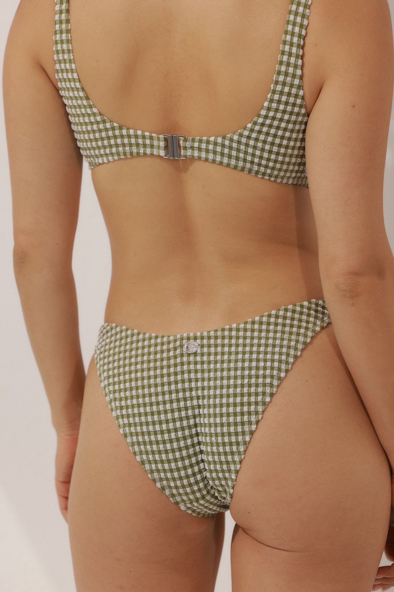 Foam Bottom Green Plaid - BIKINI - BiliBlond Swimwear