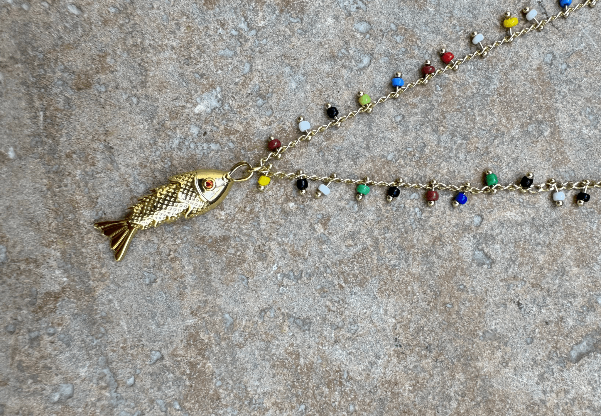 Gold Fish Necklace Colorful - jewelry - BiliBlond Swimwear