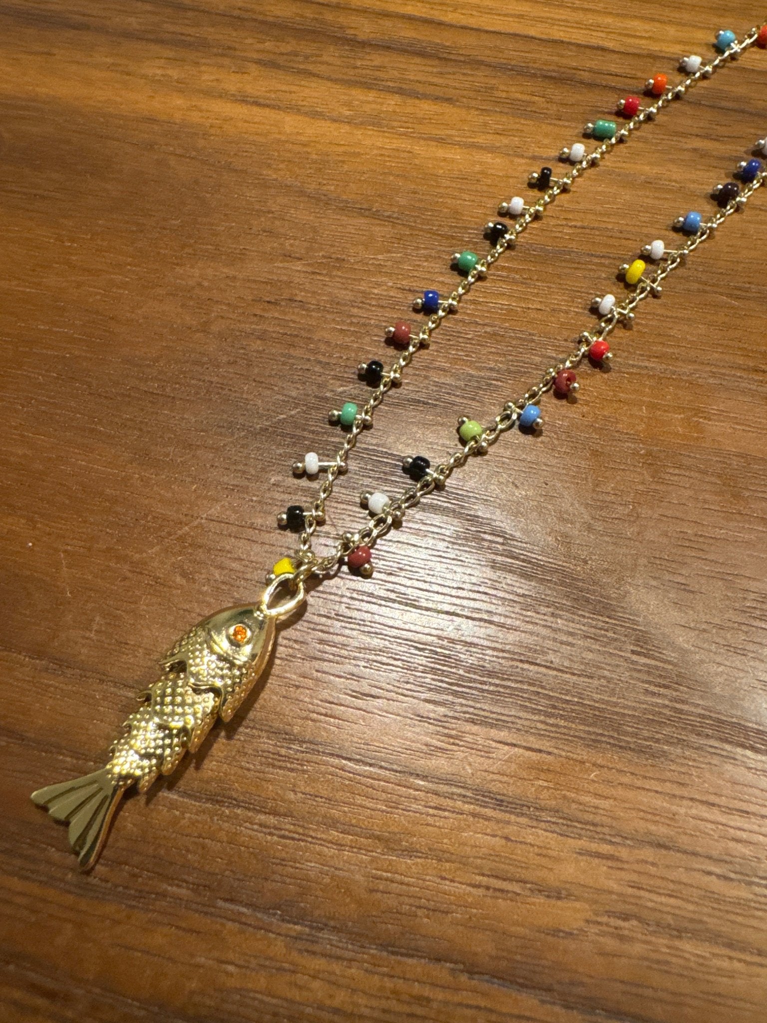Gold Fish Necklace Colorful - jewelry - BiliBlond Swimwear