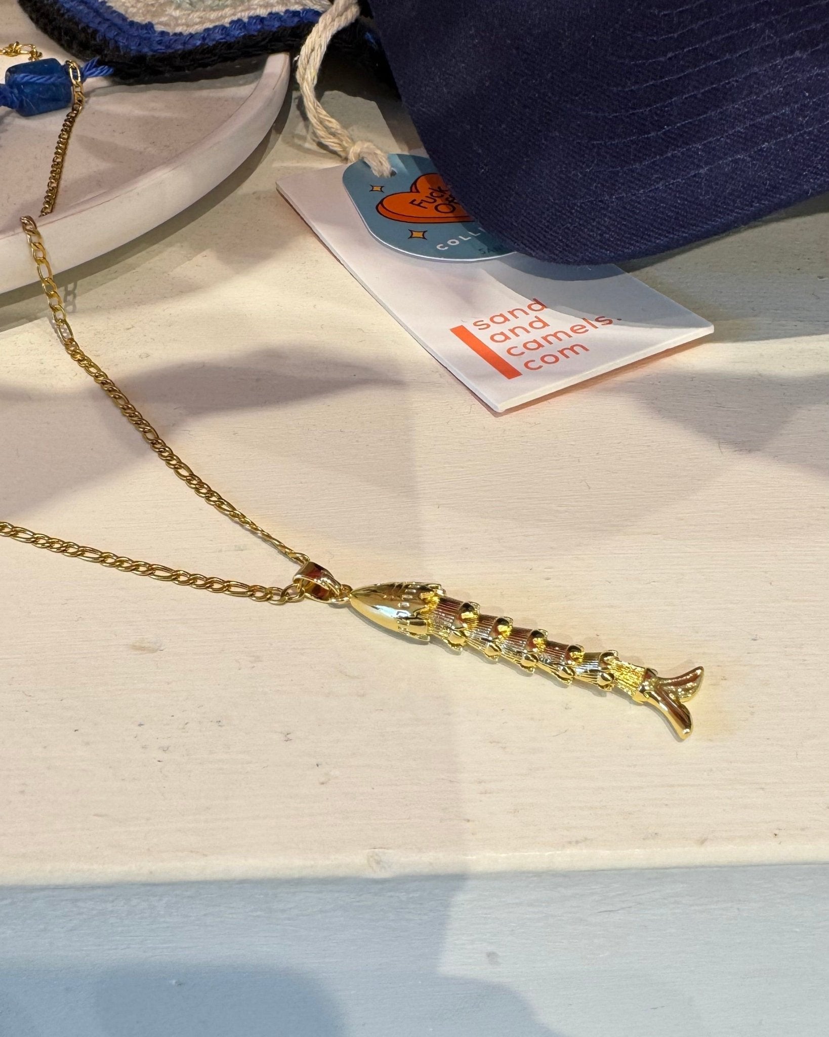 Gold Fish Necklace Gold - jewelry - BiliBlond Swimwear