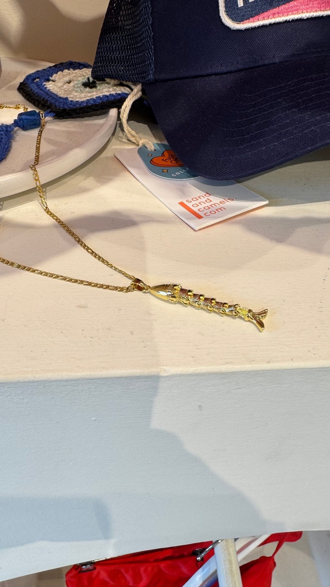 Gold Fish Necklace Gold - jewelry - BiliBlond Swimwear