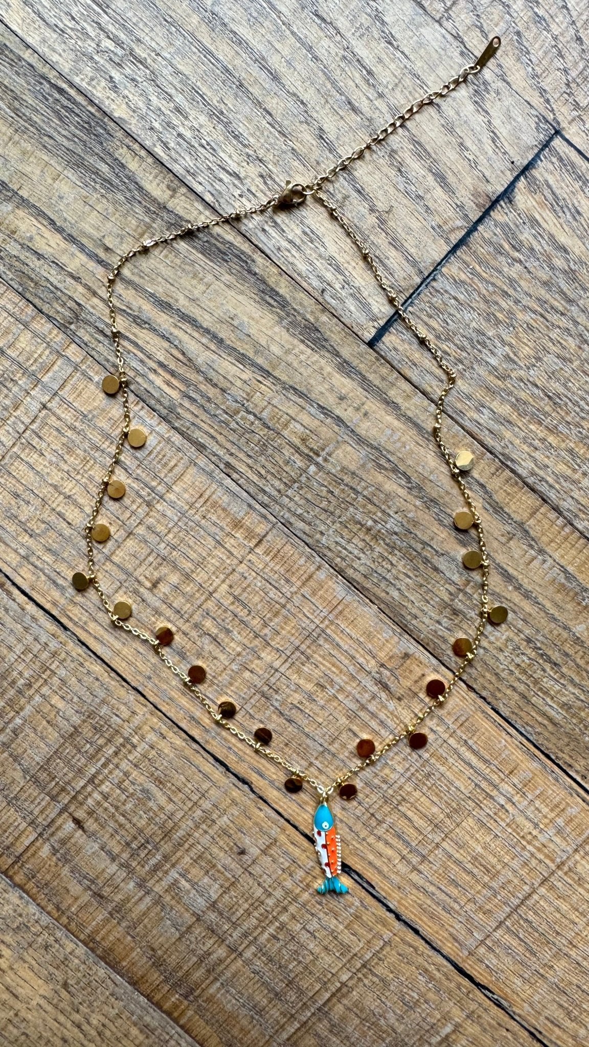Gold Fish Necklace orange - jewelry - BiliBlond Swimwear