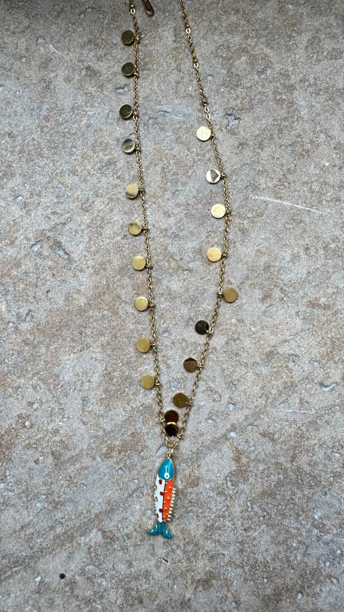 Gold Fish Necklace orange - jewelry - BiliBlond Swimwear