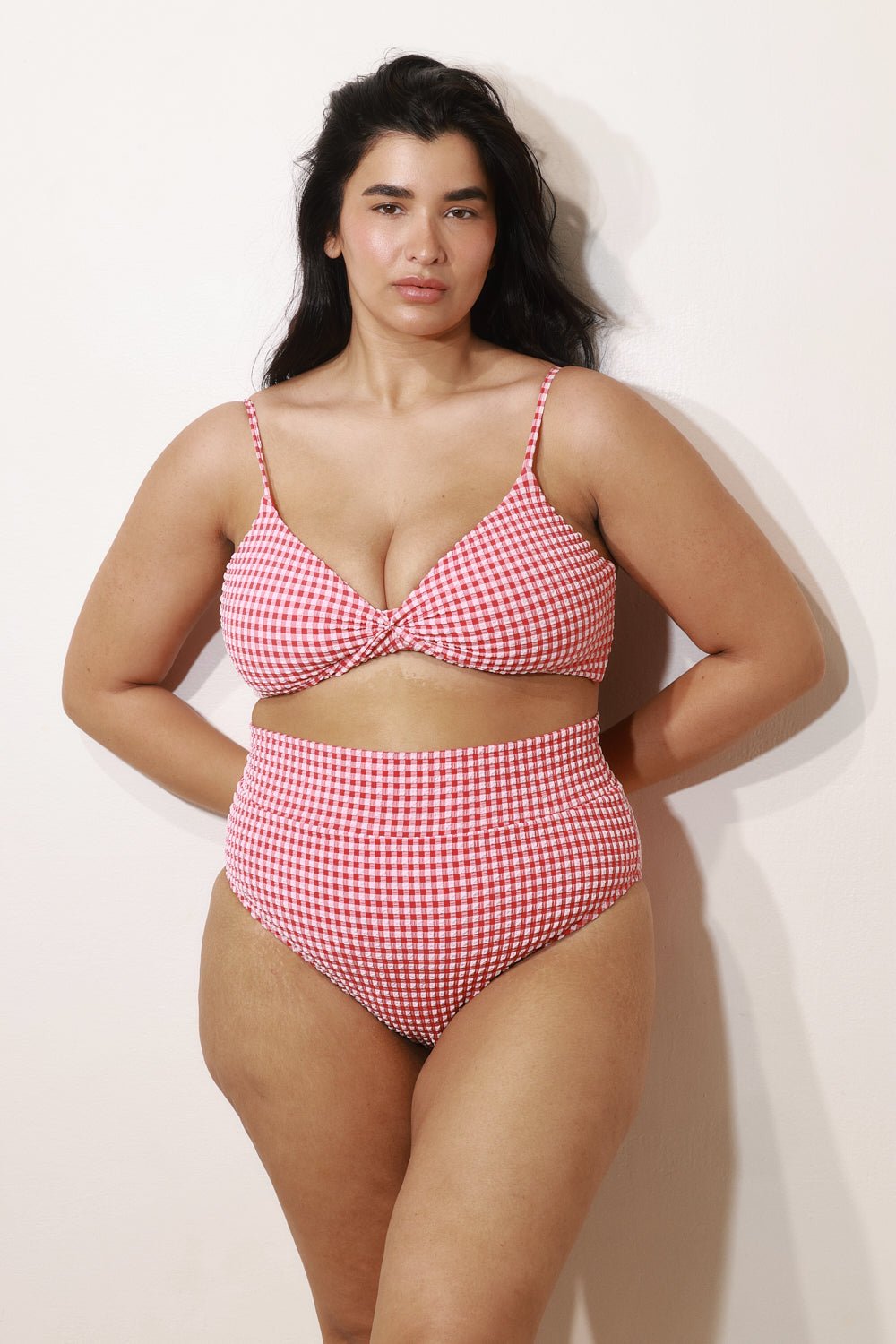 Jordan Top Red Plaid Tie Back - BIKINI - BiliBlond Swimwear