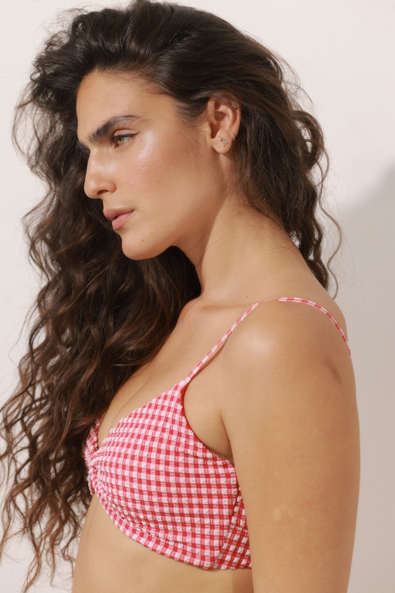 Jordan Top Red Plaid Tie Back - BIKINI - BiliBlond Swimwear