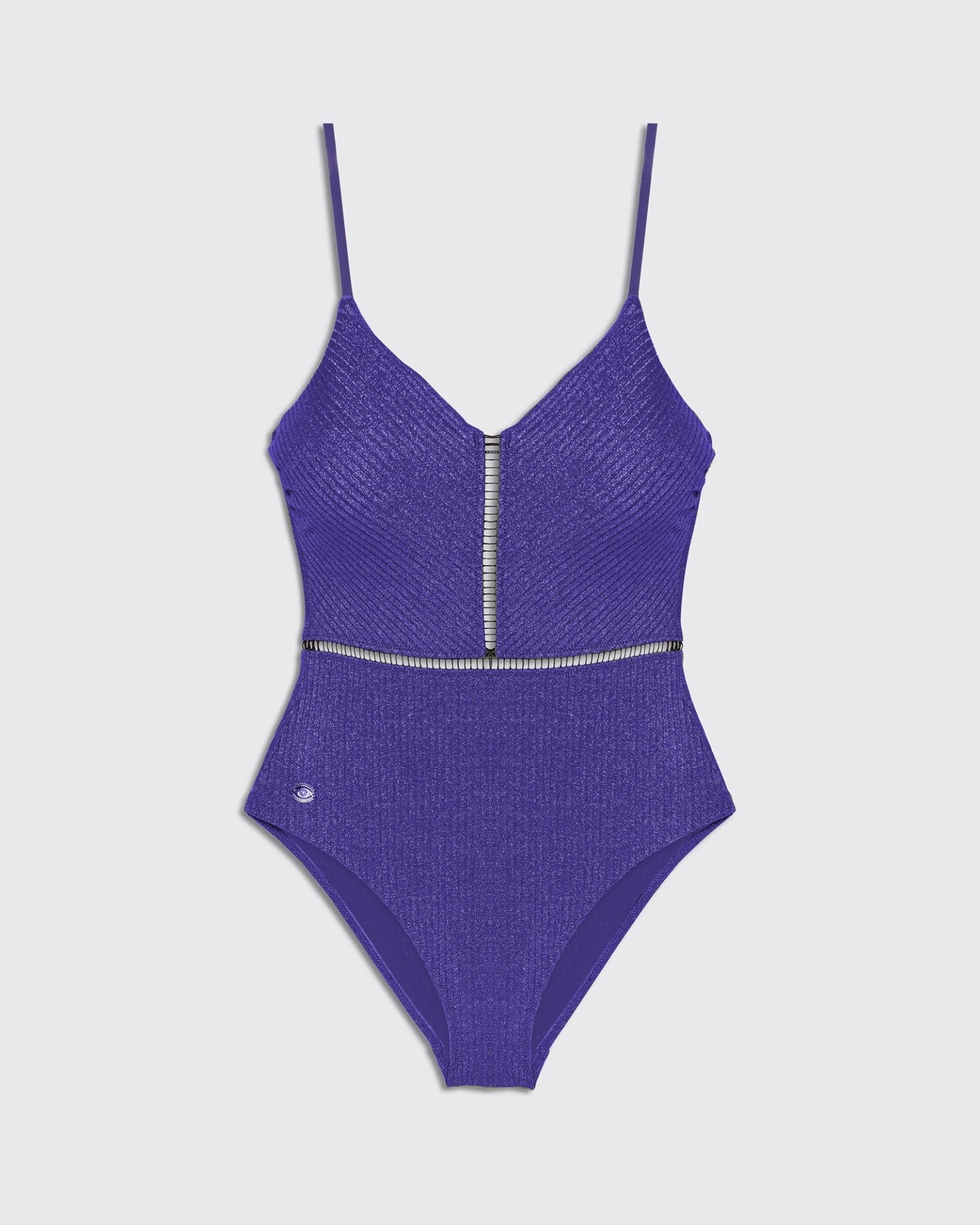 Kim Blue Rib Lurex - one piece - BiliBlond Swimwear