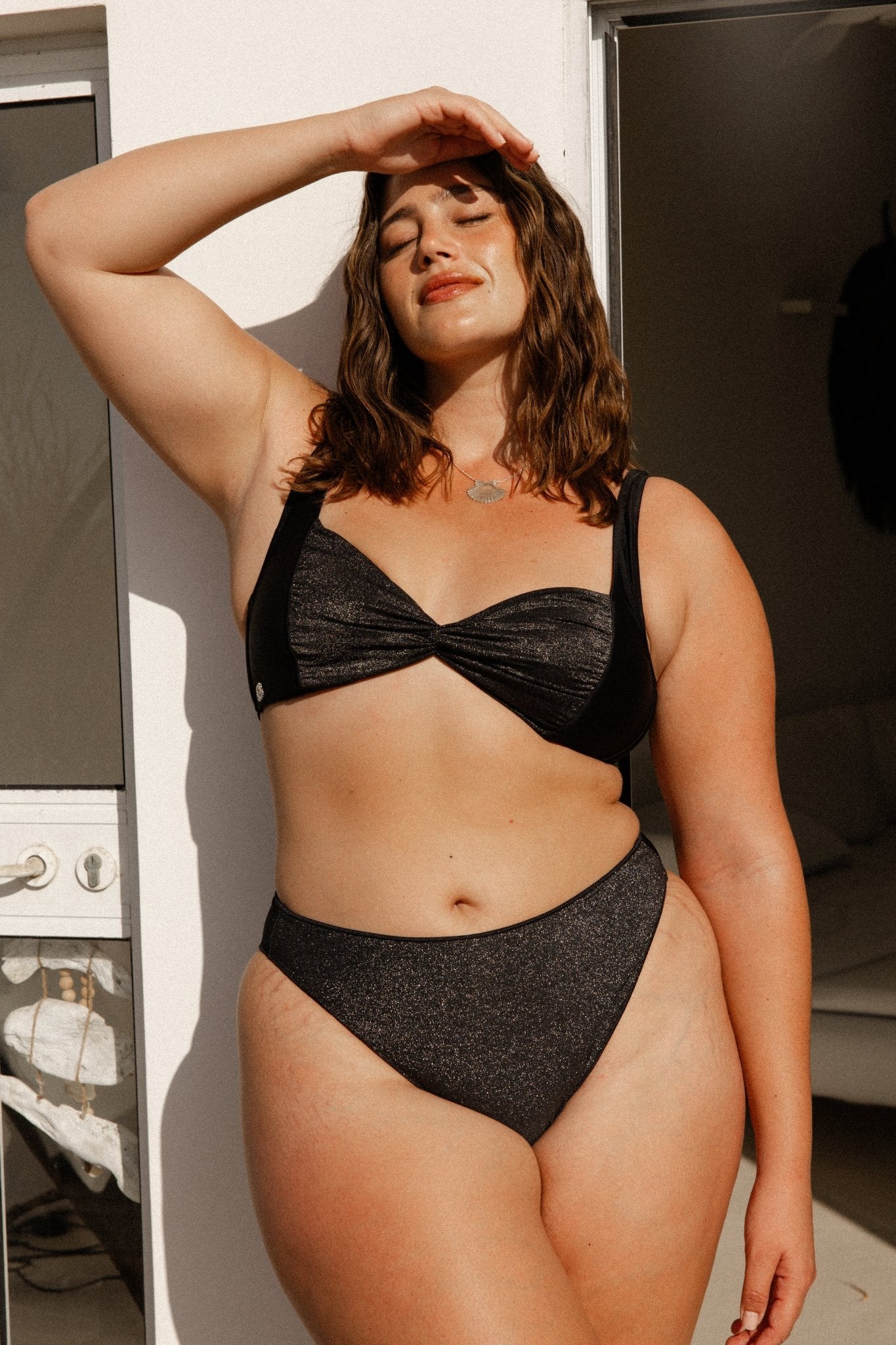 Mist Top Black Silver Lurex - BIKINI - BiliBlond Swimwear