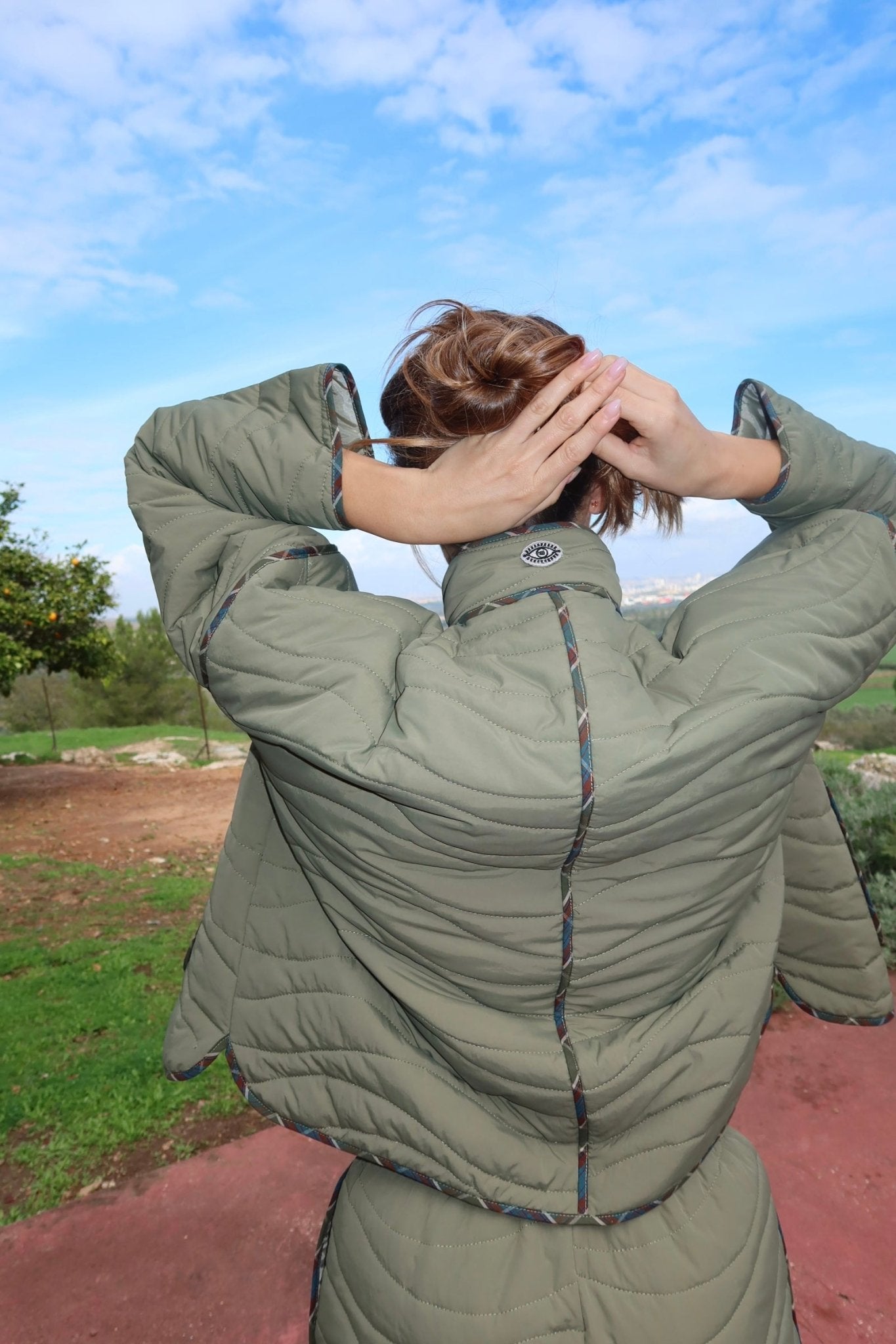 Olive Green Quilted Jacket - knit set - BiliBlond Swimwear