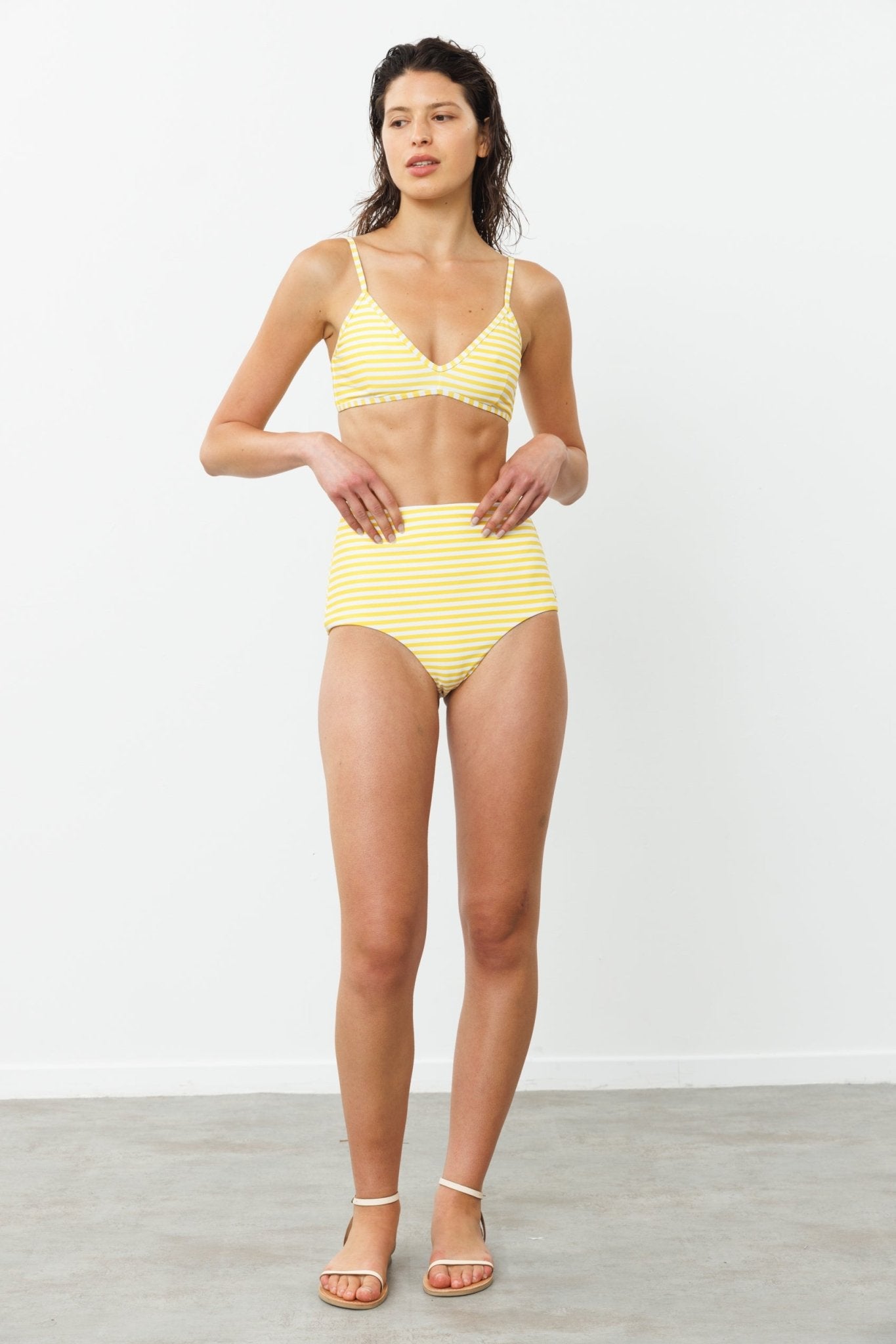 ORCA TOP Yellow stripes - BIKINI - BiliBlond Swimwear